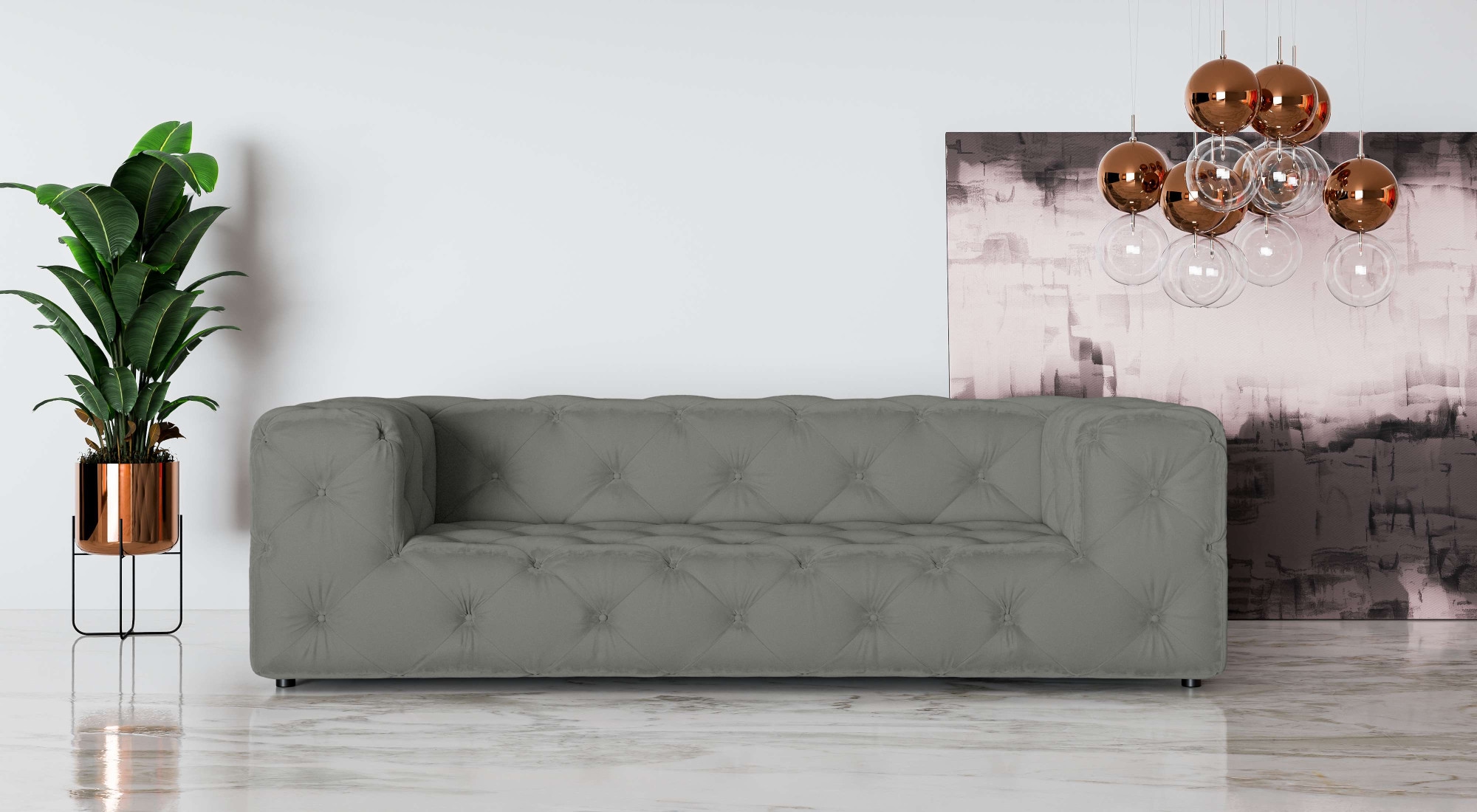 3-Sitzer »FOLLINA«, 3-Sitzer Sofa mit klassischer Chesterfield-Knopfheftung