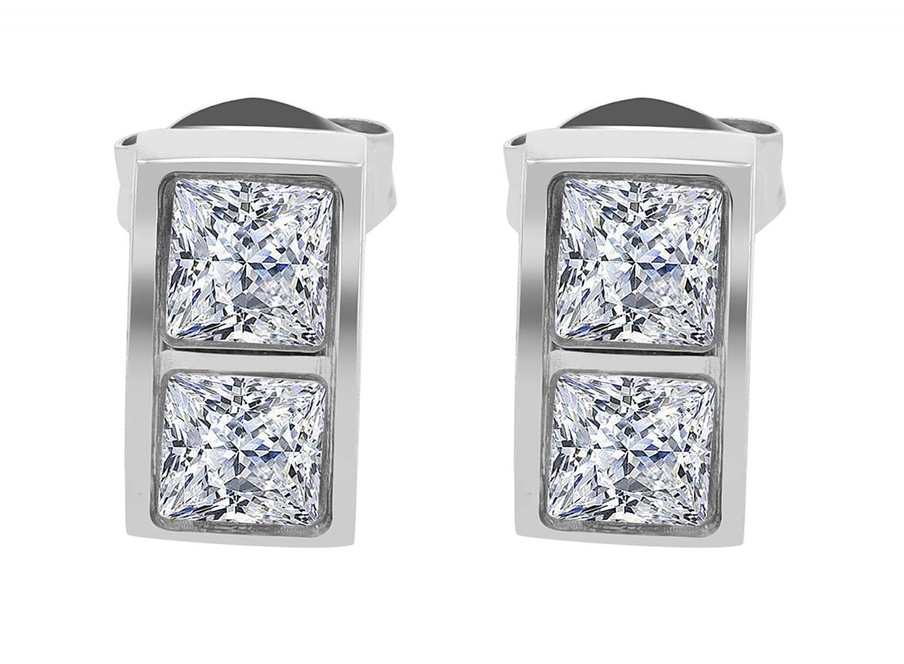 Adelia's Women Stainless Steel Stud Earrings White 2