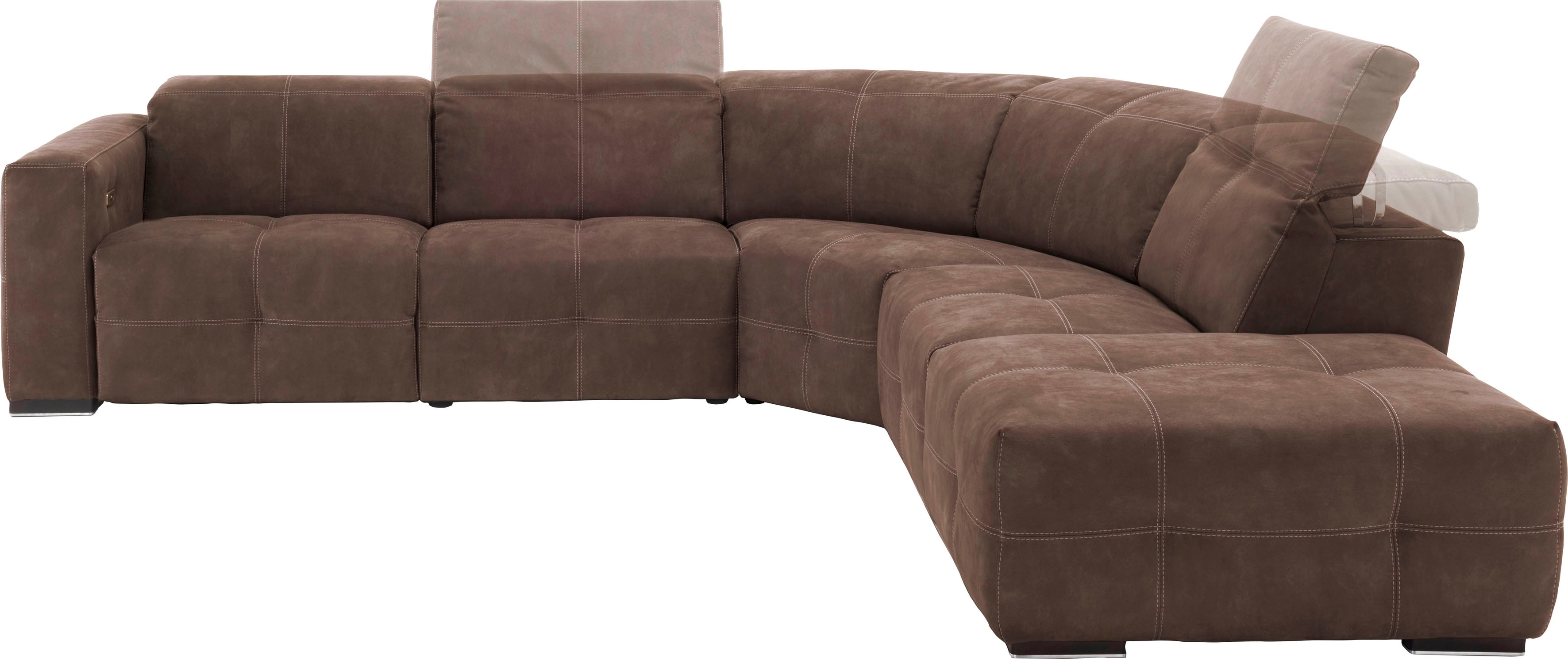 Egoitaliano Ecksofa "Sauvanne, Designsofa der Extraklasse, elegant und bequem, L-Form" wahlweise mit elektrischer Relaxfunktion, Kopfteilverstellung