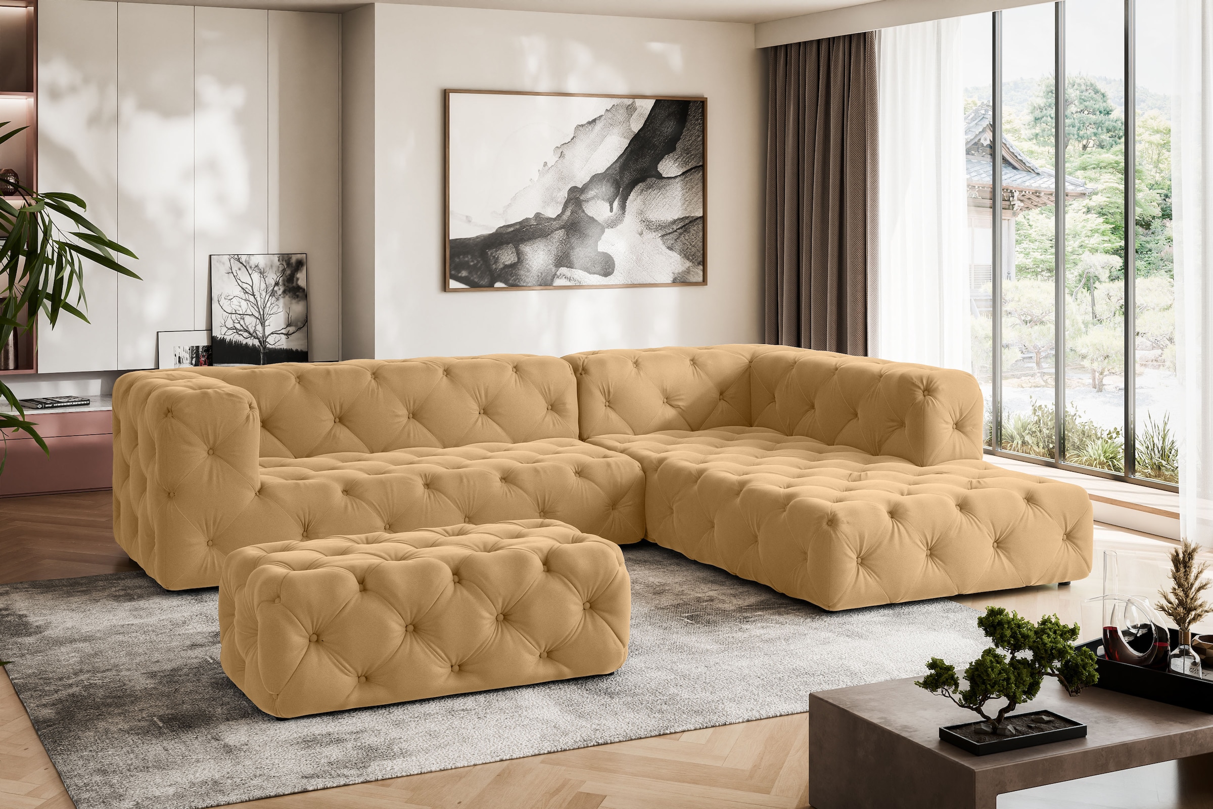 Home affaire Ecksofa "FOLLINA" L-Form, mit klassischer Chesterfield-Knopfhe günstig online kaufen