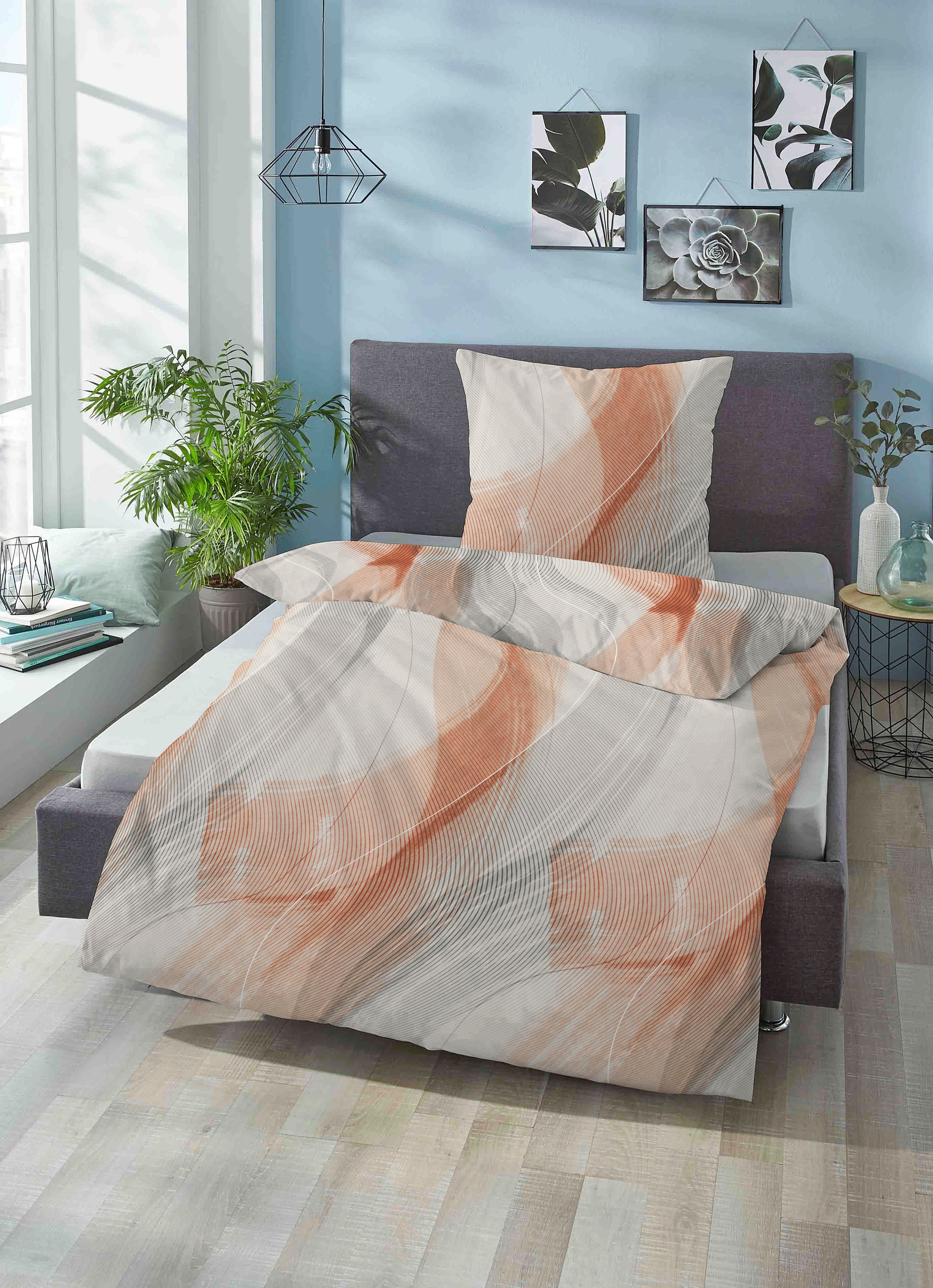 Biberna Bettwäsche "Maurice" 2 Stk. tlg. mit pastelligen Wellen günstig online kaufen
