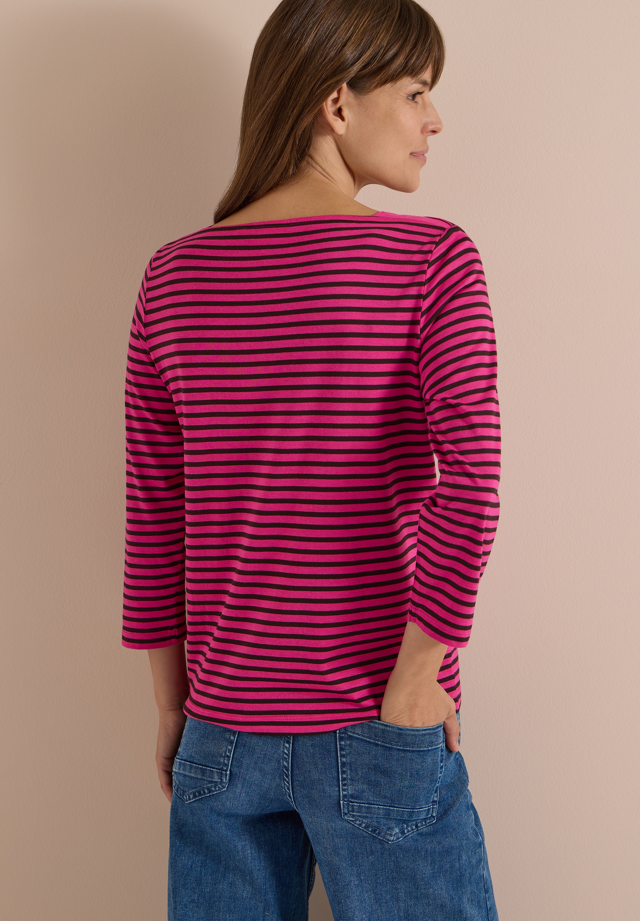 Cecil T-Shirt 3/4-Arm Shirt mit Boat Neck und Streifen