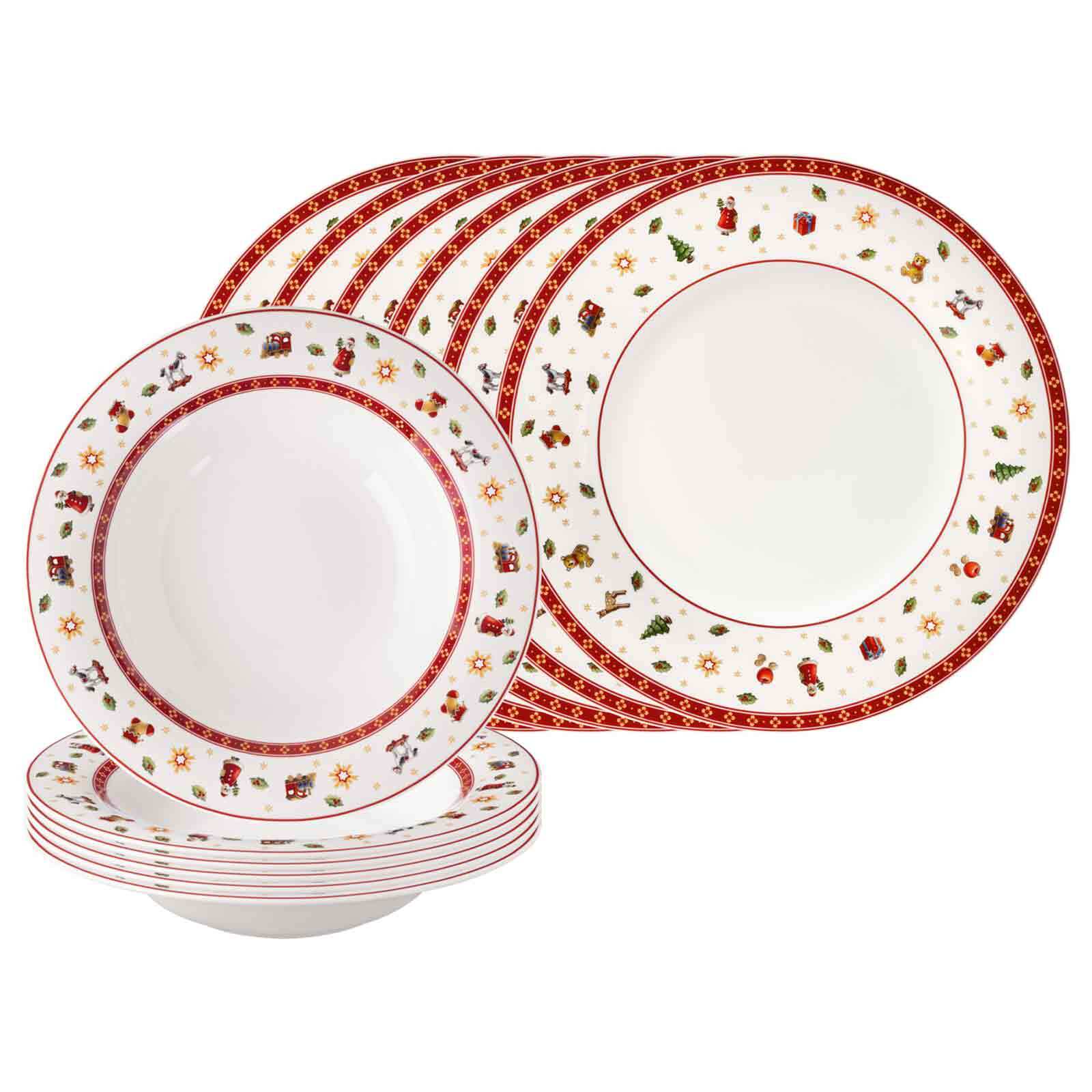 Villeroy & Boch Geschirr-Set "Tafelservice Toys Delight 12er Set weiß" Mikrowellengeeignet