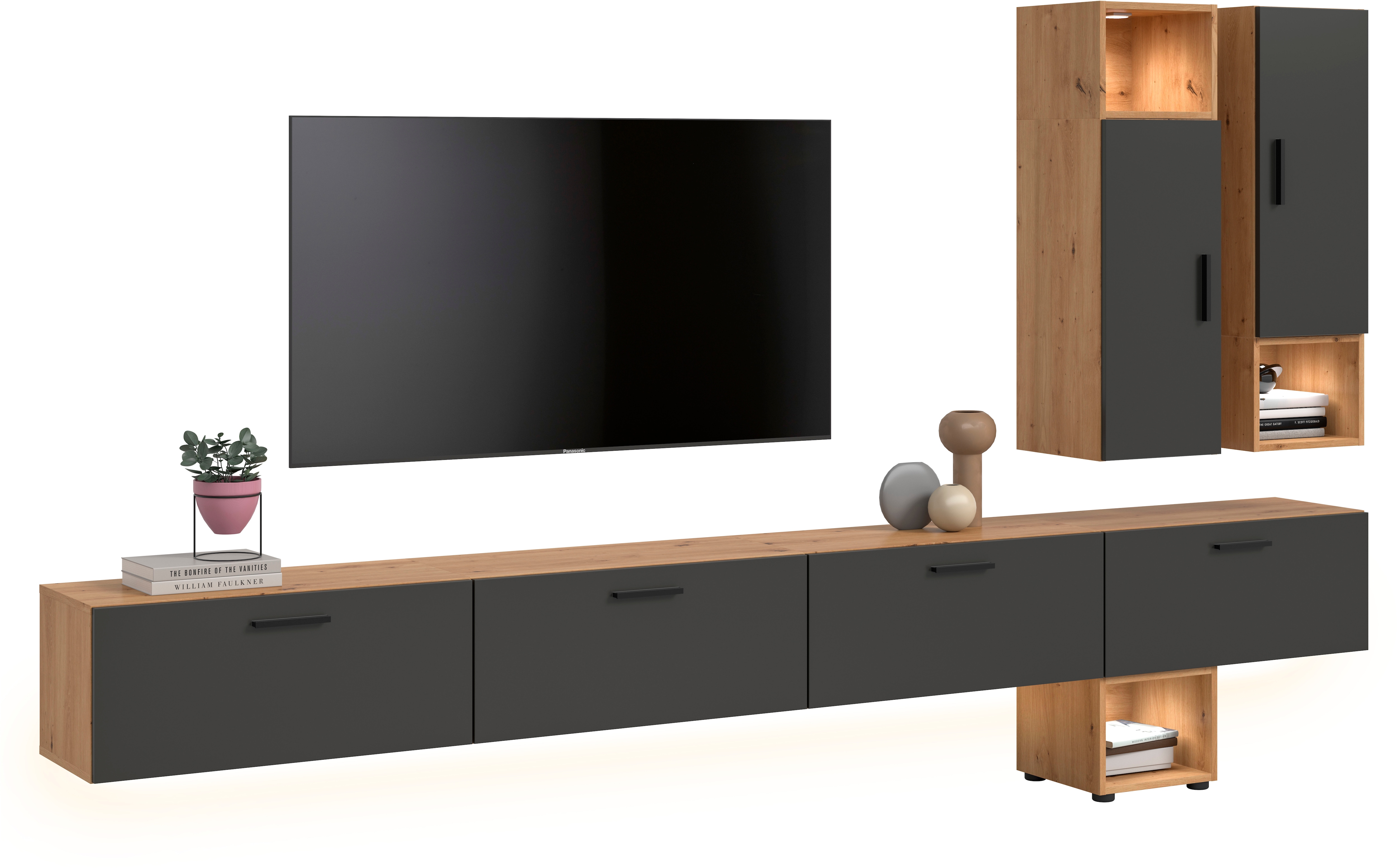 Home affaire Schrank-Set "ENESTE, 9-teilig, in verschiedenen Farben, individuell kombinierbar" verschiedenste Kombinationmöglichkeiten, stehend oder hängend, 3 Stk. tlg.