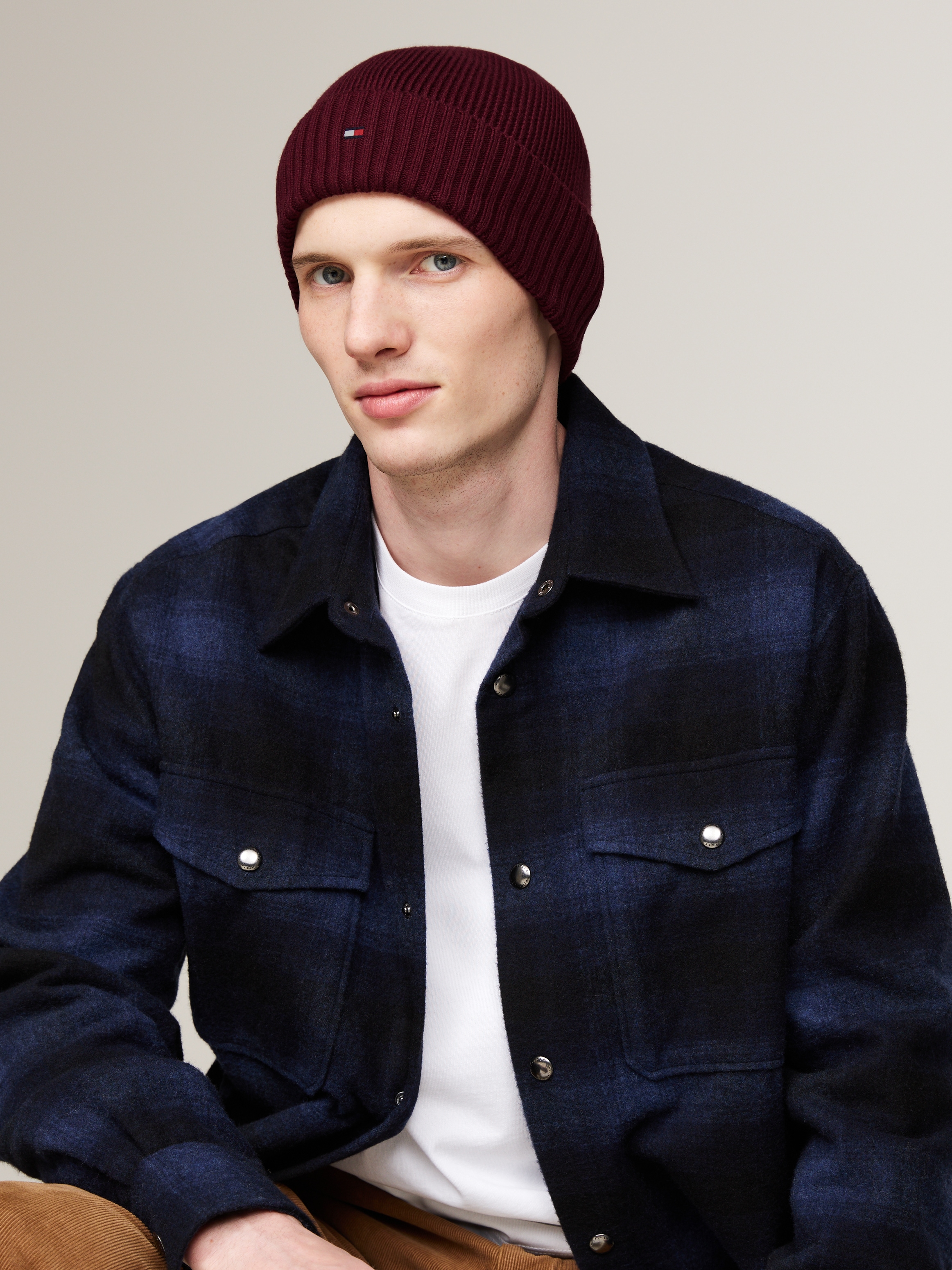 Tommy Hilfiger Strickmütze »TH FLAG PIMA COTTON BEANIE«, mit Logostickerei