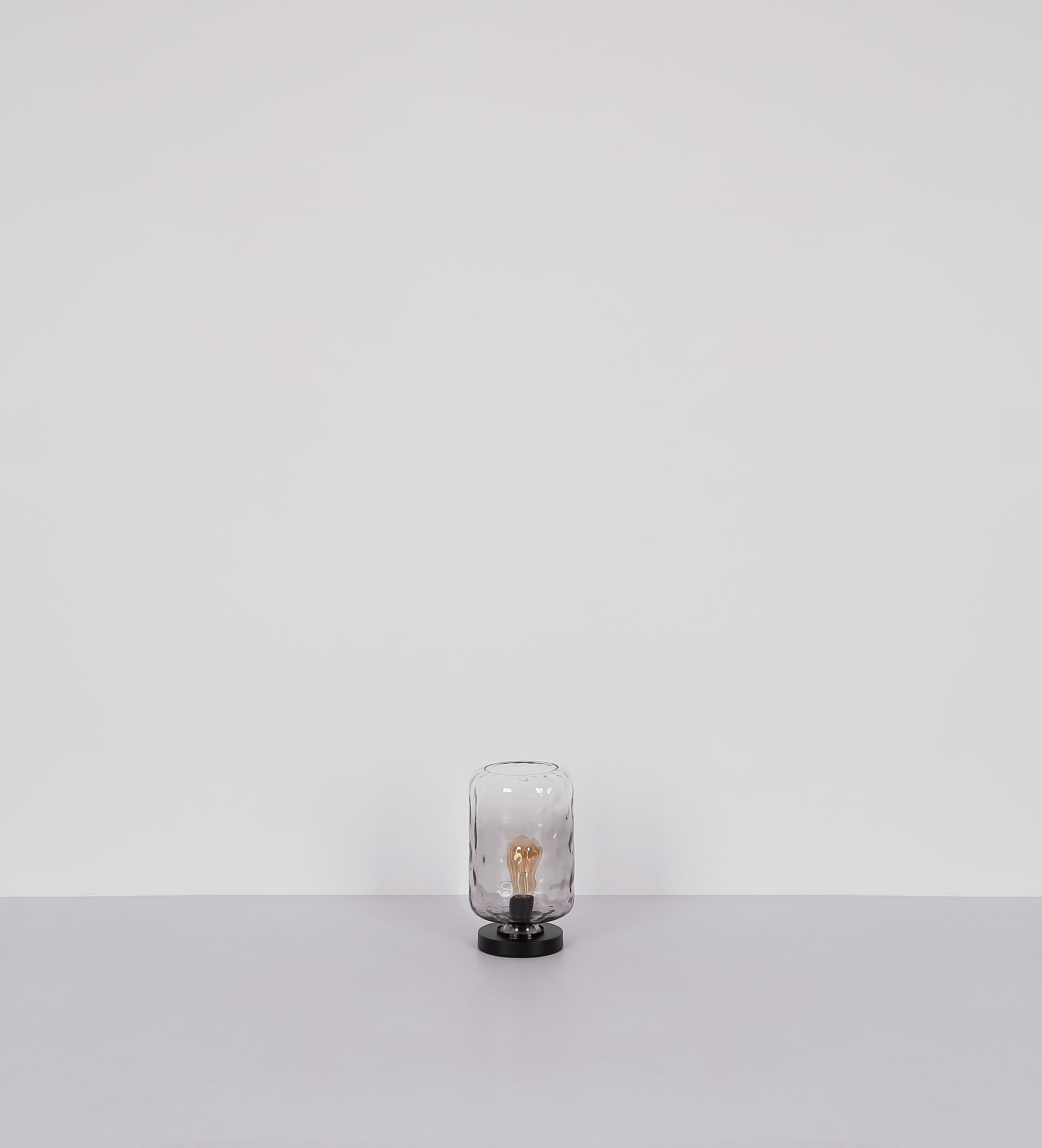 GLOBO LIGHTING Tischleuchte »DARINA«, Leuchtmittel E27 | ohne Leuchtmittel, Tischlampe/schwarz/Glas rauchfarben/Wohnzimmer/Schlafzimmer