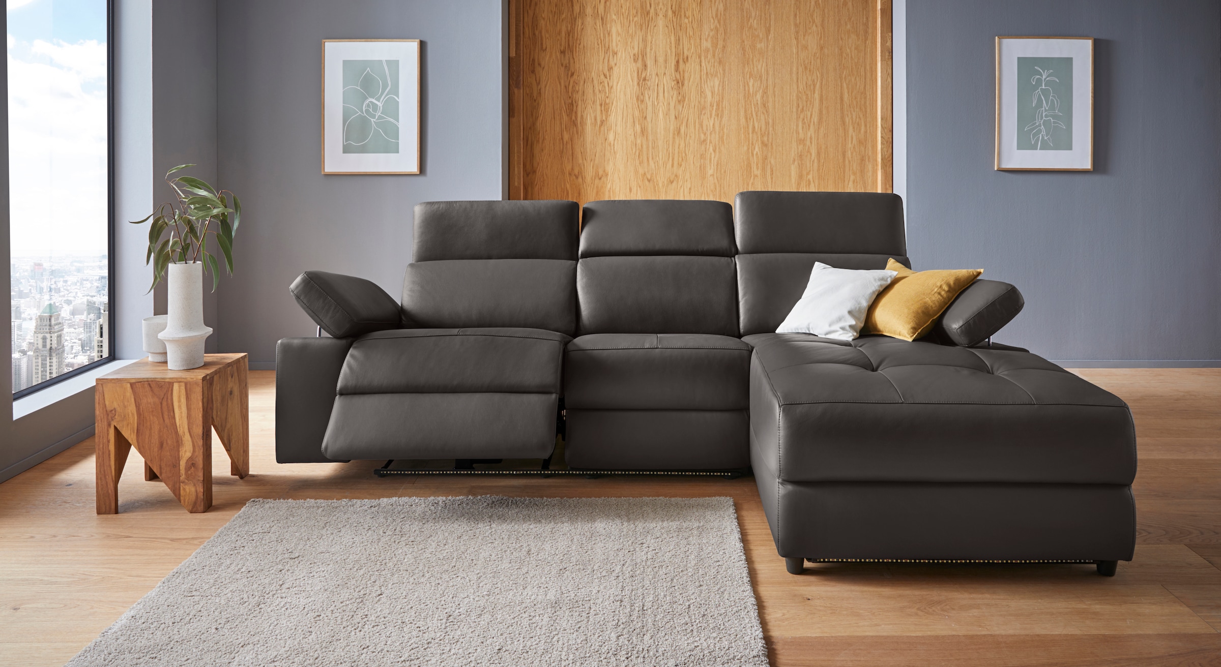 Places of Style Ecksofa »Kilado, L-Form,«, mit Relaxfunktion, verstellbarer Armlehne, Kopfteilverstellung