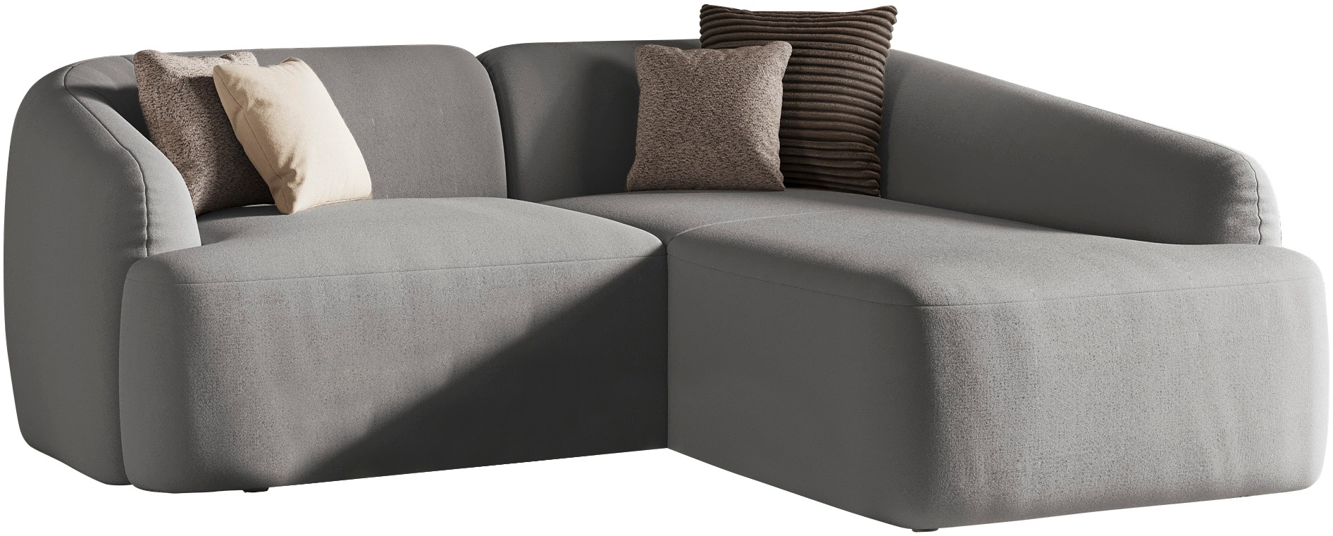 INOSIGN Ecksofa »Nergal, kompakte Stellmaße, Breite 216cm, organisches Design, L-Form«, Modernes Design, schlichte Optik, stilvoller Blickfang im Wohnzimmer