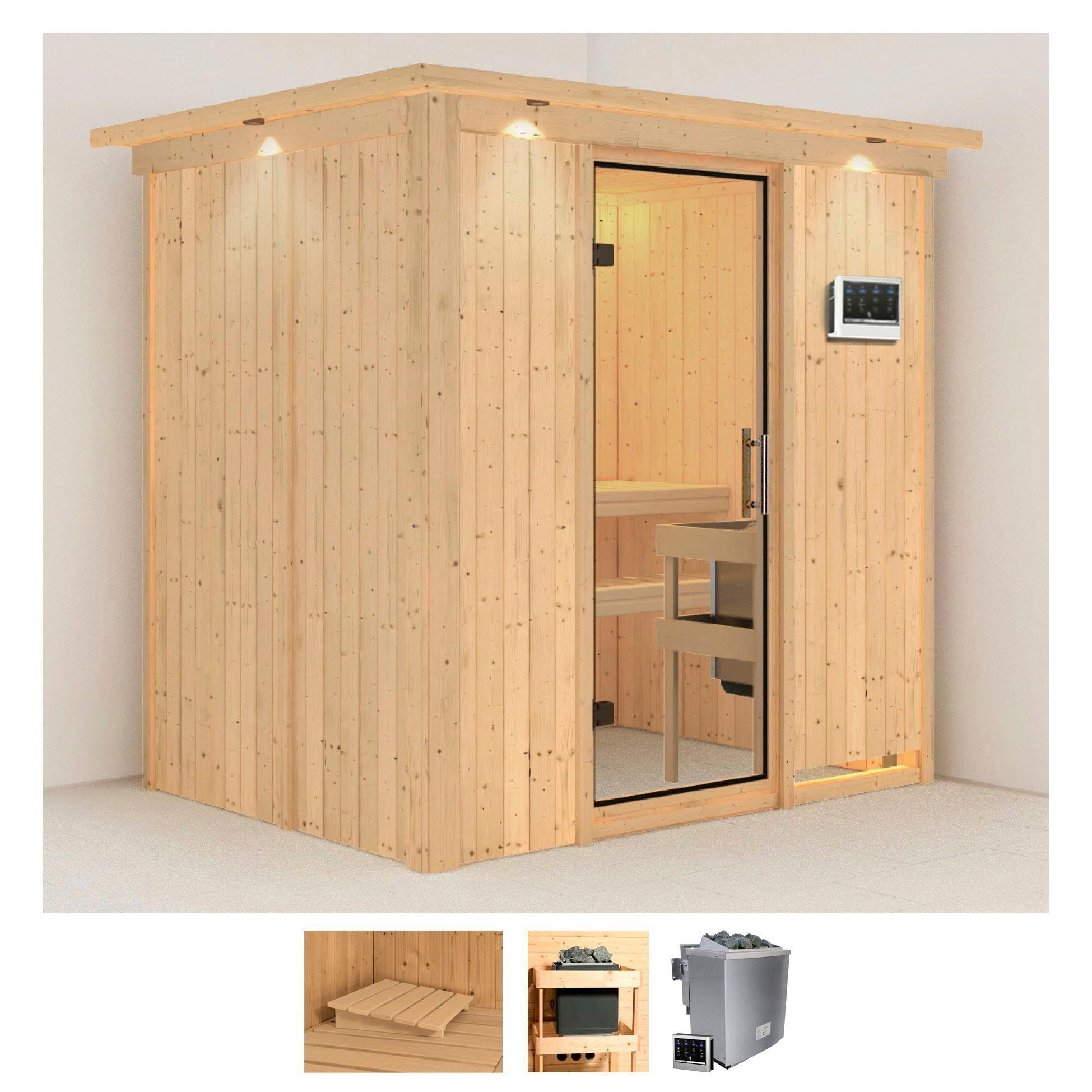 Karibu "Bedine" Set, Ofen 9 kW Bio externe Strg easy