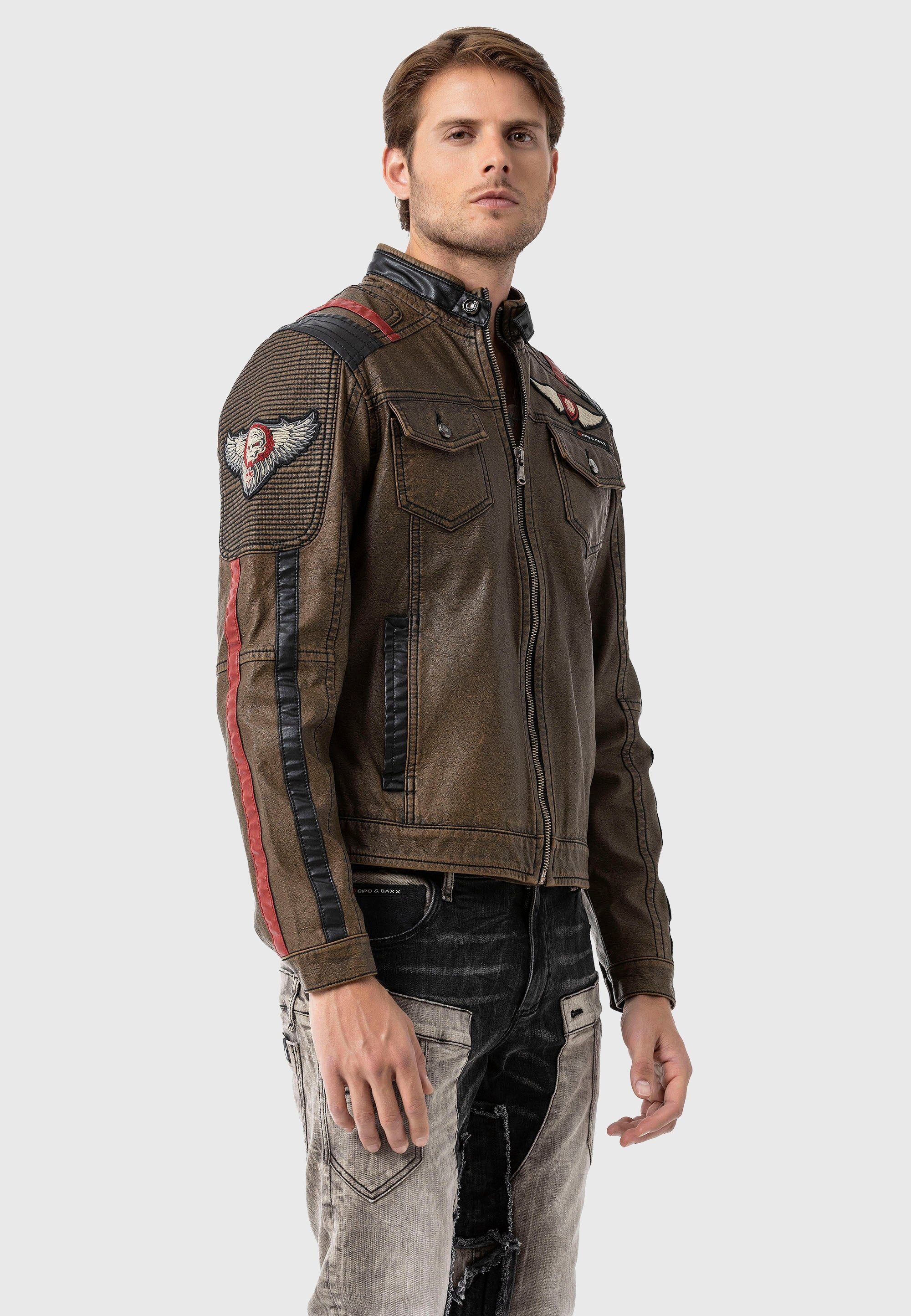 Cipo & Baxx Bikerjacke »Jacke«, ohne Kapuze, im Biker-Look