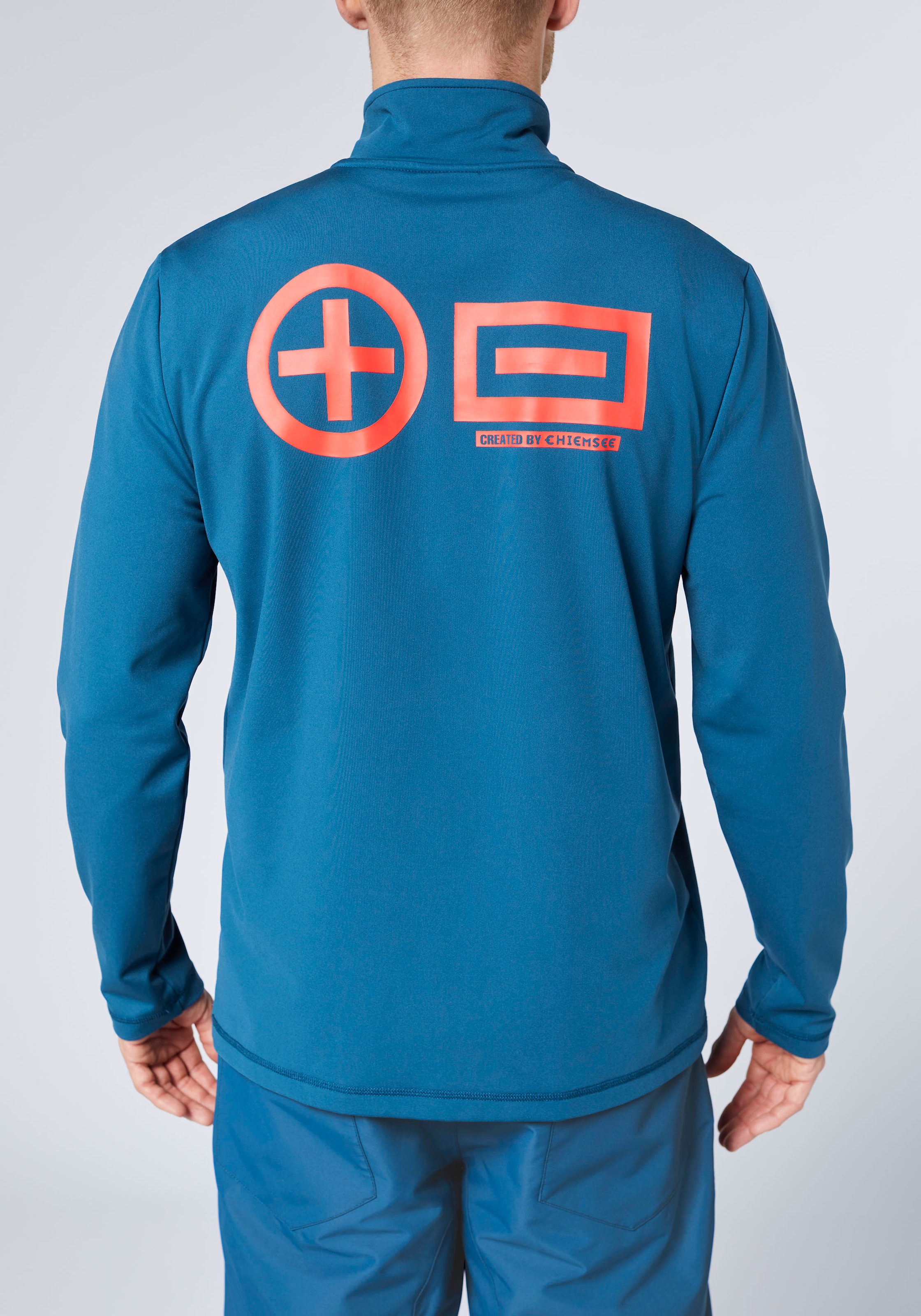 Chiemsee Strickfleece-Pullover aus Strickfleece, hochschließender Kragen, sportlicher Logodruck