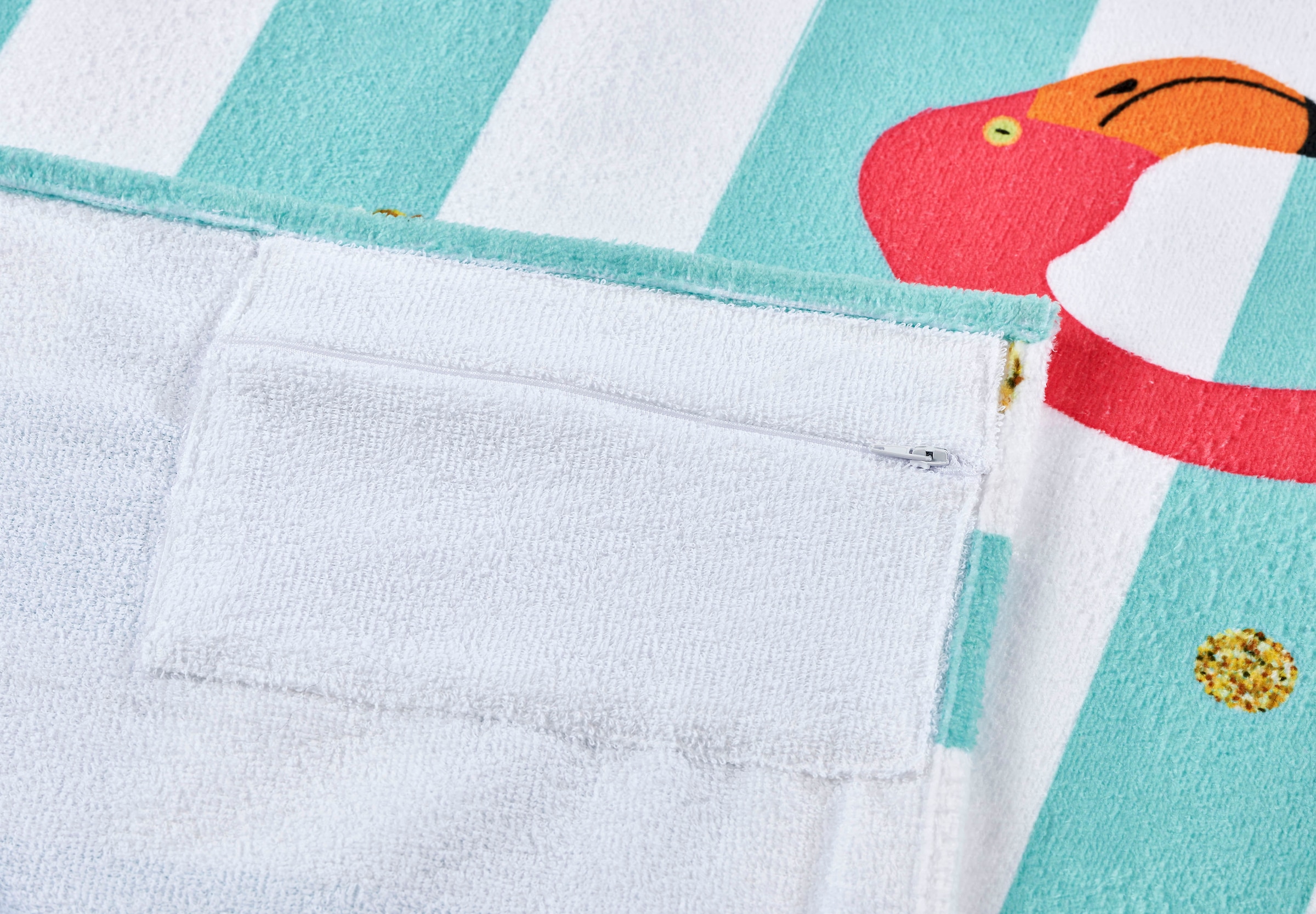 done.® Motiv, Wertgegenstände Rechnung gestreift | Strandtuch Reisverschluss-Tasche für »Flamingo«, auf mit (1 & St.), BAUR