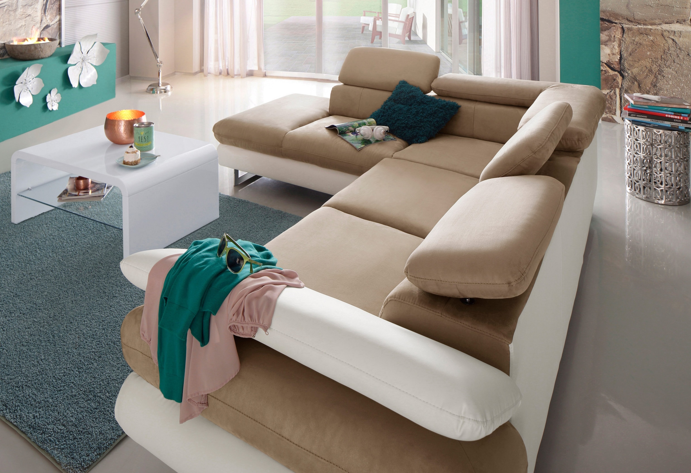 INOSIGN Ecksofa »Solution L-Form«, mit Arm- & Kopfteilverstellung, wahlweise mit Bettfunktion