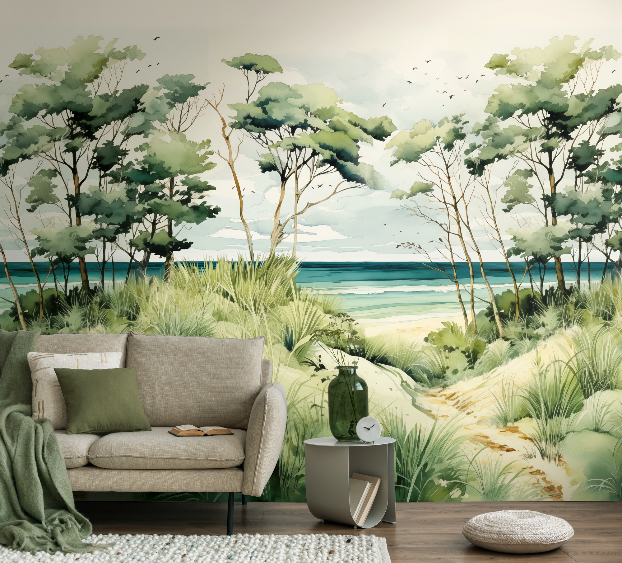 living walls Fototapete "The Wall 4 Botanic – Tropische Strandlandschaft Vlies-Fototapete" Motiv matt naturalistisch leicht strukturiert Tropische Strandlandschaft mit atmosphärischer Tiefe
