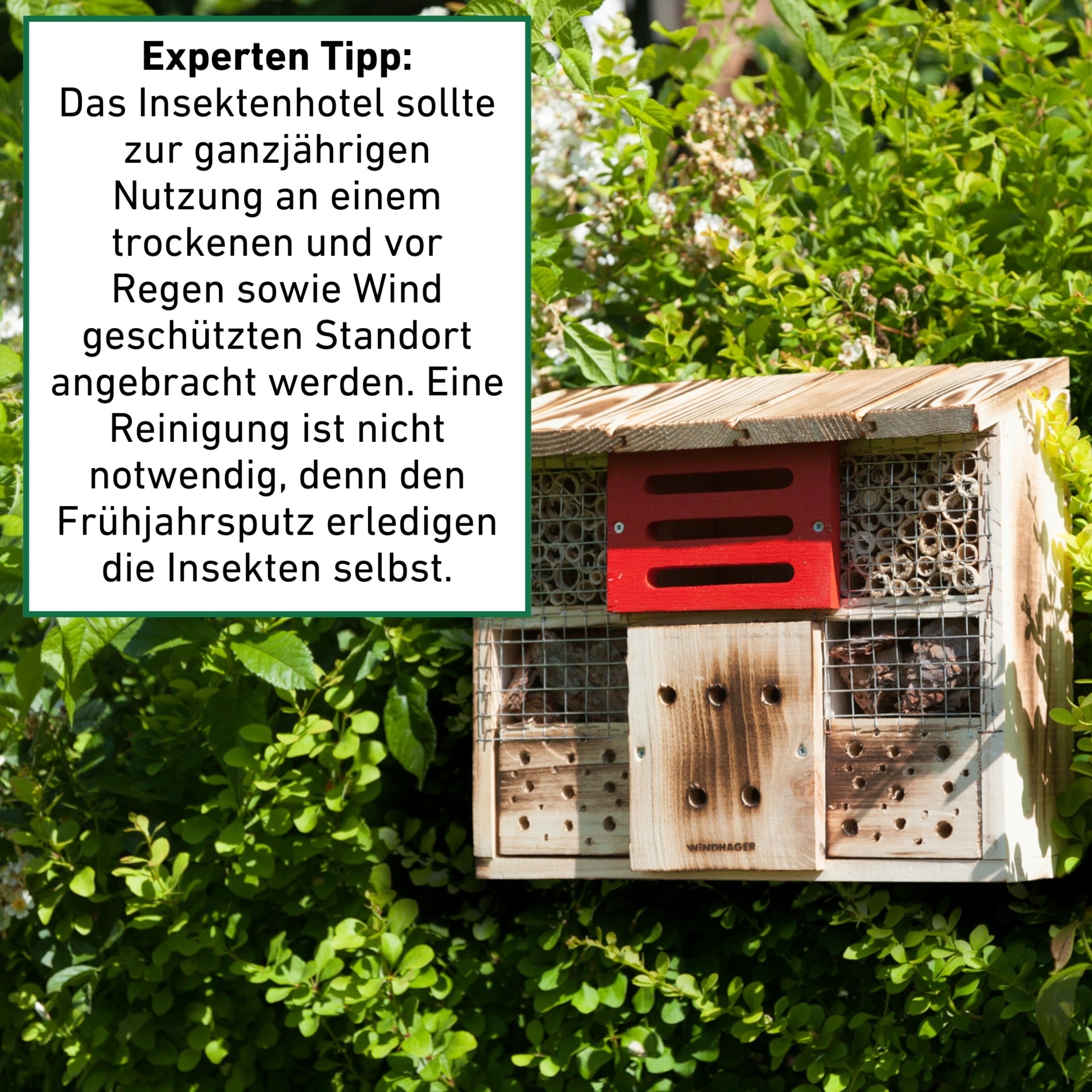 Windhager Insektenhotel »zur Linde, Schutz für Insekten, Wildbienen, Marienkäfer« Nistplatz aus Massivholz, Insektenhaus 27 x 30 x 13,5 cm
