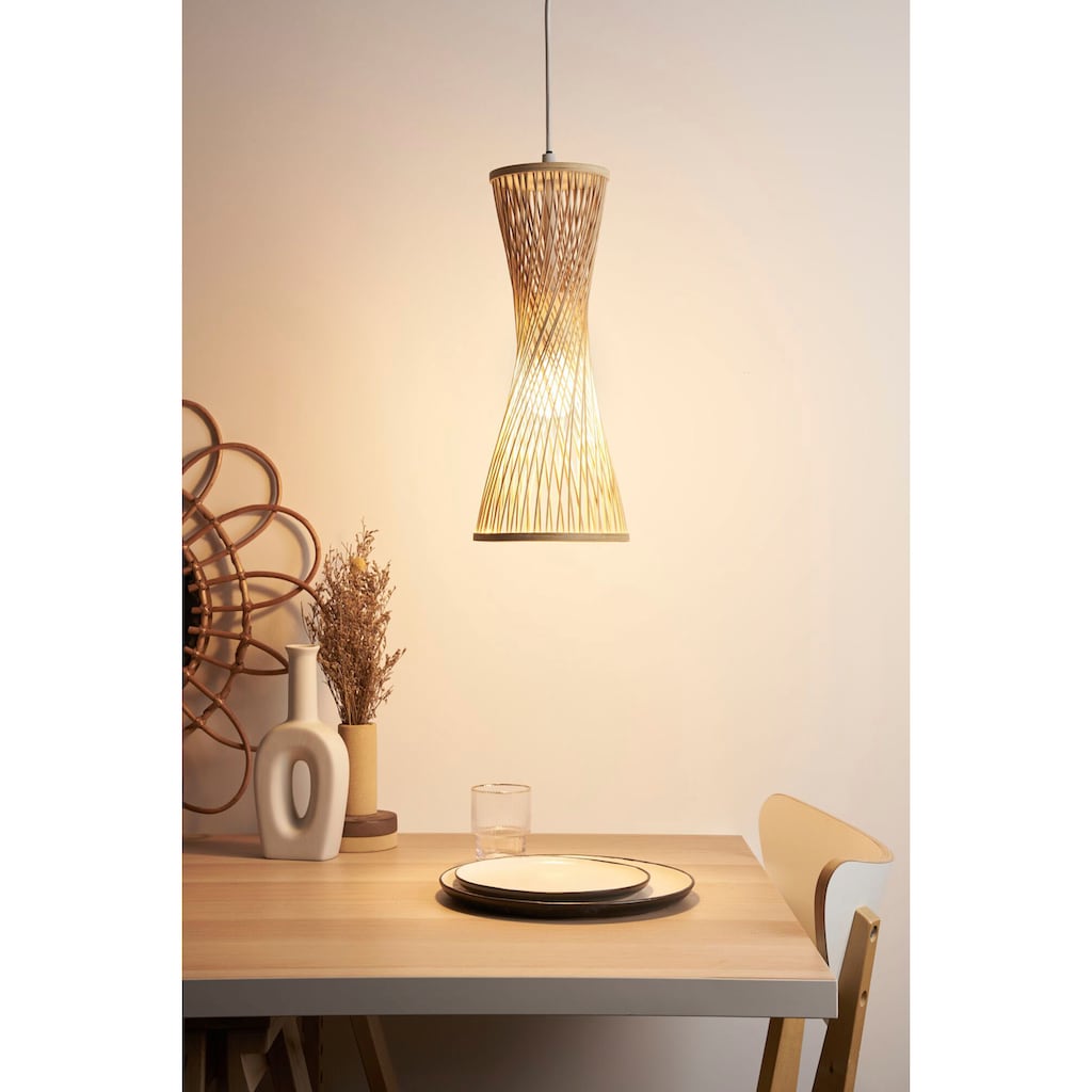 Pauleen Pendelleuchte »Woody Glow max20W Beige/Weiß 230V Rattan/Metall«, 1 flammig-flammig