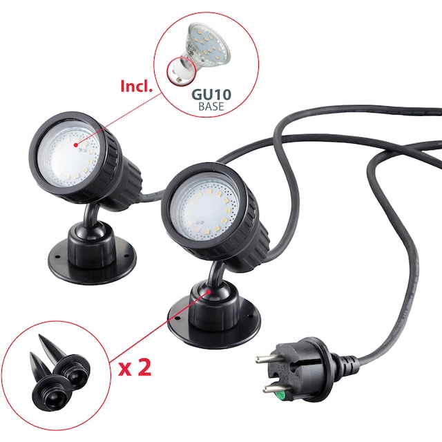 LED SET »Nima«, bestellen Spießstrahler, BAUR flammig-flammig, LED Gartenstrahler, Gartenleuchte 2er B.K.Licht Erdspieß, | 2 Außenstrahler,