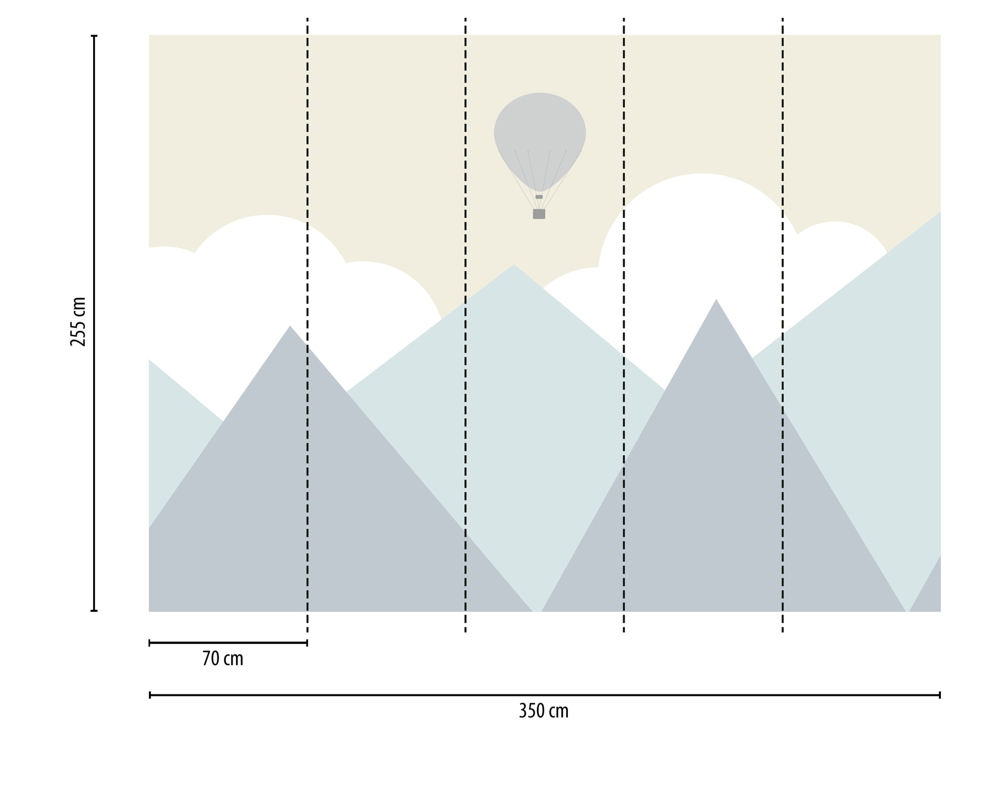 A.S. Création Vliestapete »Fototapete Berge mit Heißluftballon Pastell« matt strukturiert