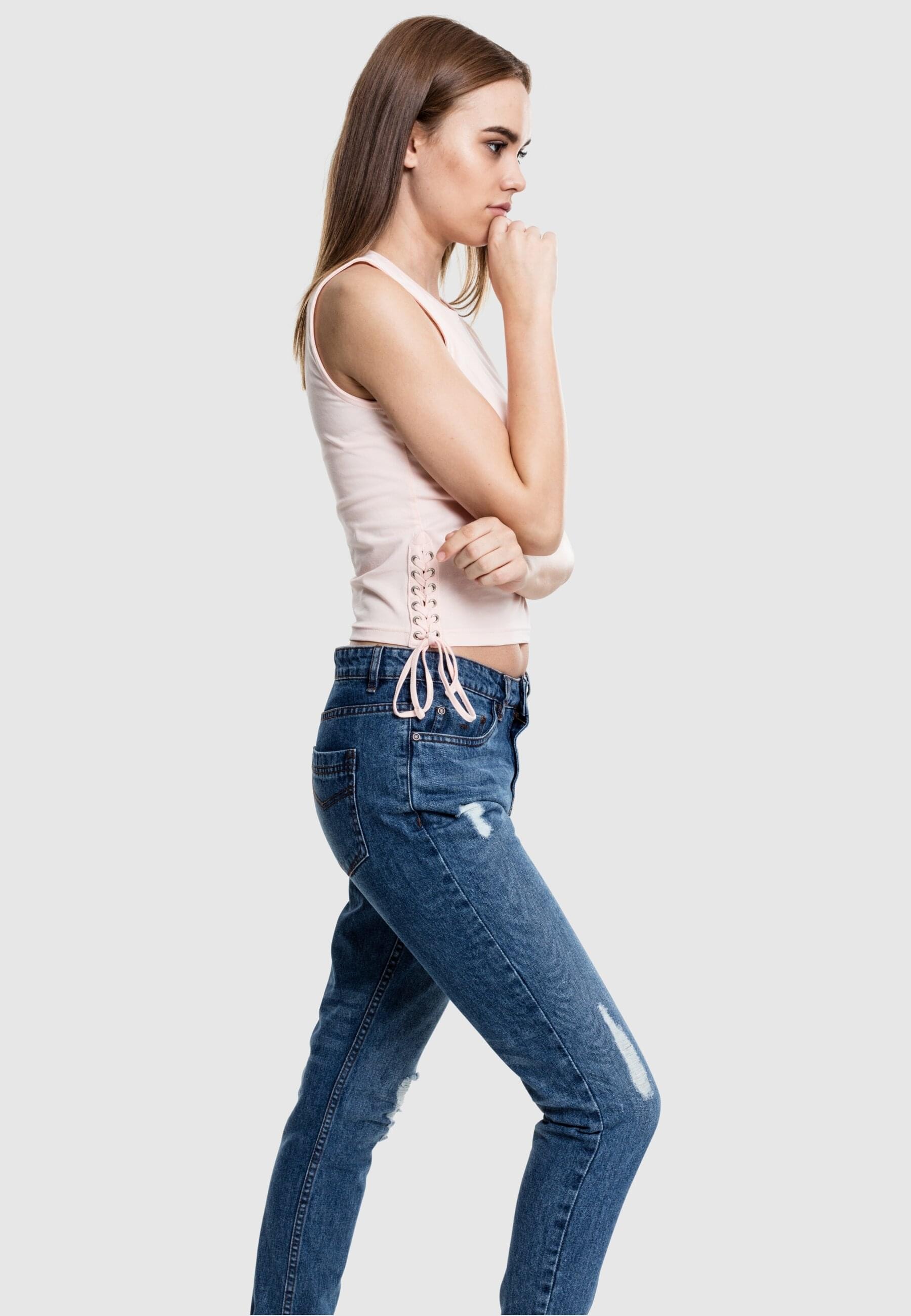 URBAN CLASSICS Muskelshirt »Urban Classics Damen Ladies Lace Up Cropped Top«, (1 tlg.)