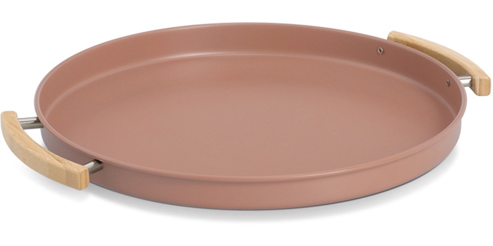 ZELLER PRESENT Tablett "Serviertablett, Metall/Gummibaum, mocca", Ø 43,5cmmocca, Tabletts, Trendfarbe, perfekt zum Dekorieren