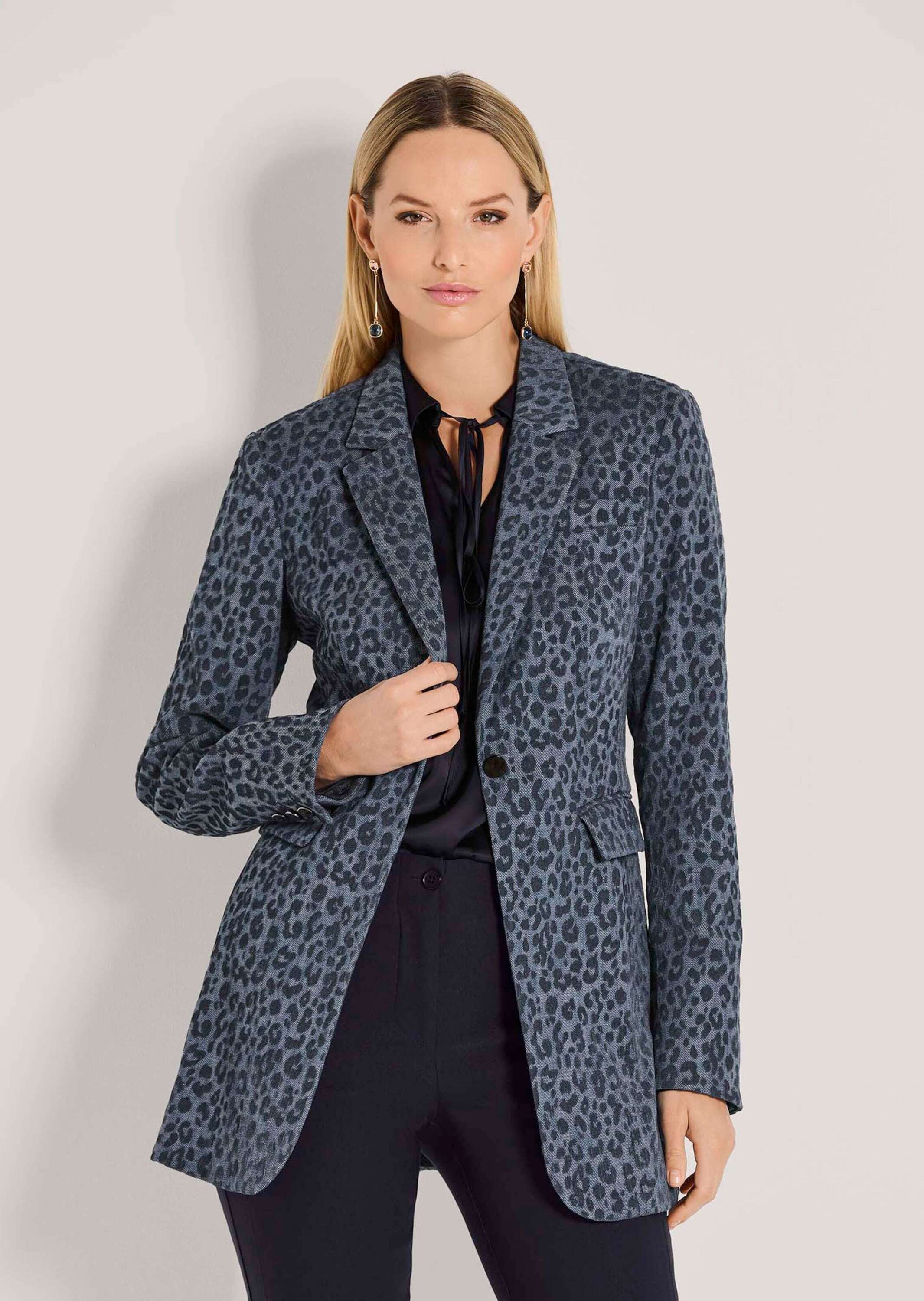 Thumbnail - MADELEINE Jackenblazer "Denimblazer Langarm Denimblazer mit Leo-Flockprint"