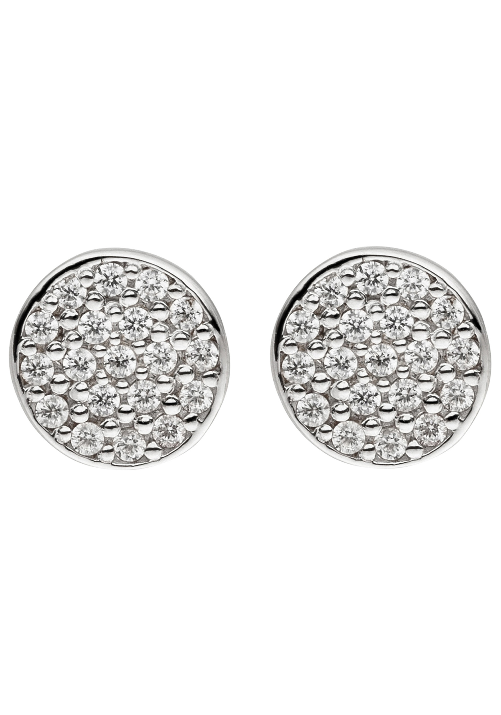 JOBO Paar Ohrstecker 925 Silber mit 38 Zirkonia 8 mm