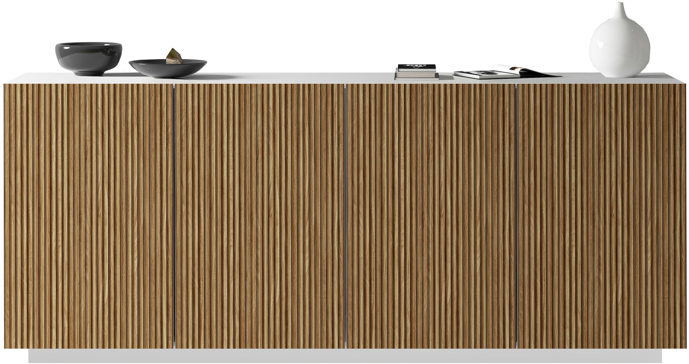 INOSIGN Sideboard »Vega Sideboard,Kommode,200 cm«, mit 4 Türen,Fronten mit Rillen-Optik