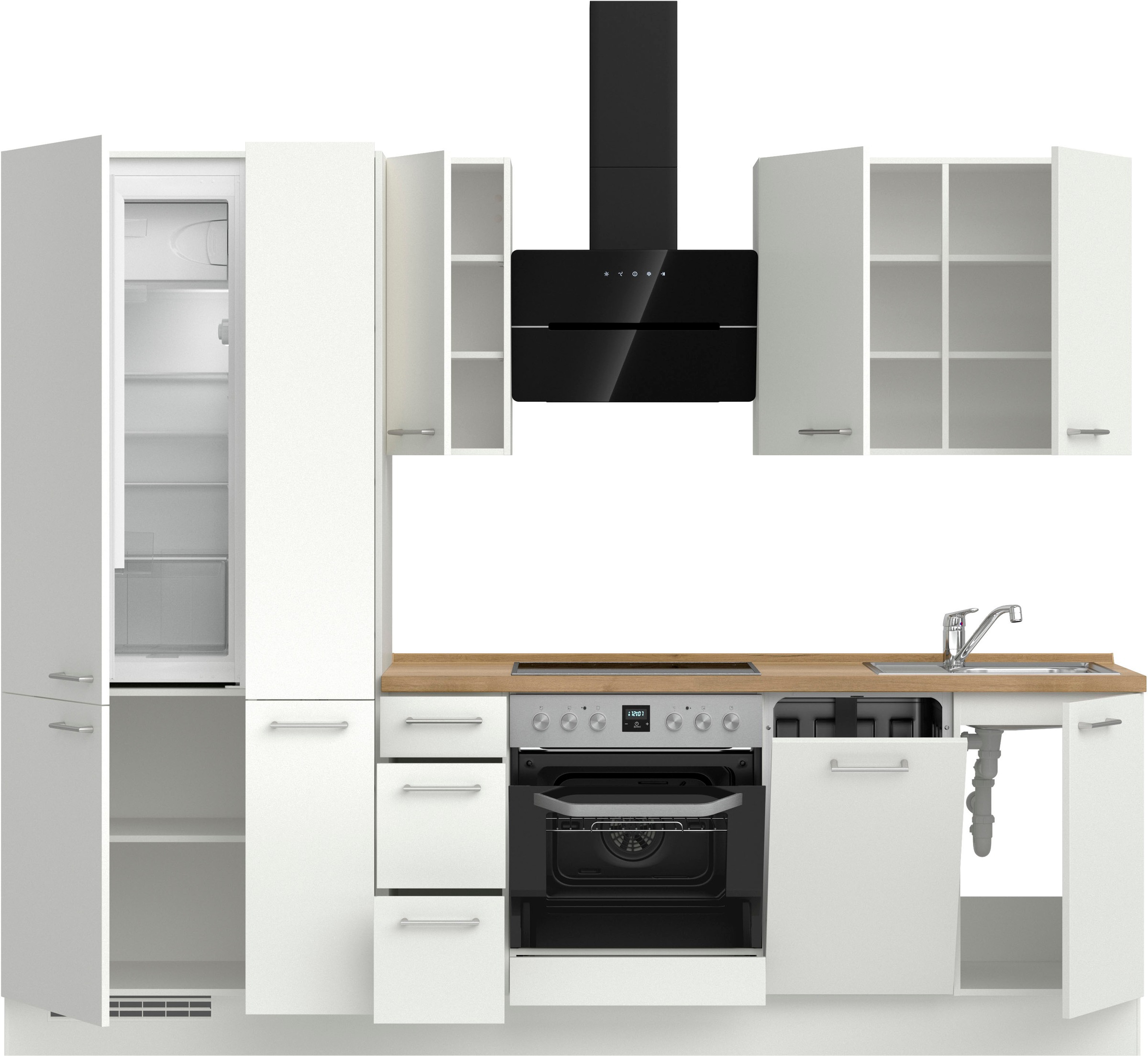 nobilia® Küchenzeile »"Laser II", NEU: individuell anpassbar mit gratis Profi-Beratung« vormontiert, 270 cm breit, optional mit verschiedenen E‑Geräte-Sets