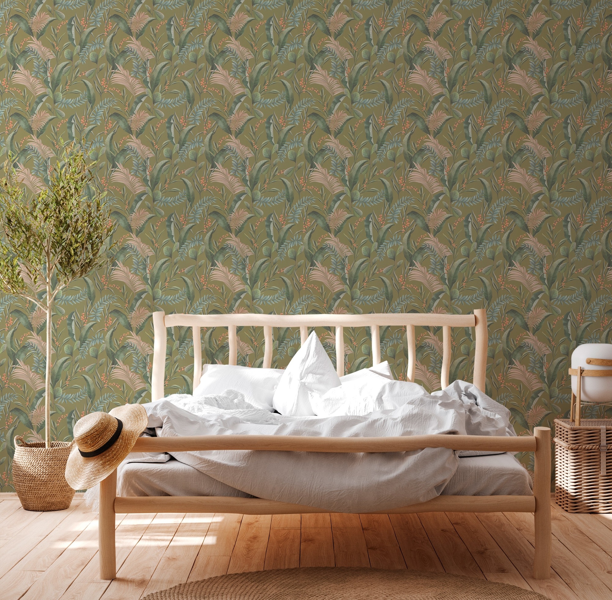 living walls Vliestapete »Drawn Into Nature florale Tapete Mustertapete Pflanzen Natur«, matt, Vliestapete Blätter für Schlafzimmer Küche Wohnzimmer Floral Design