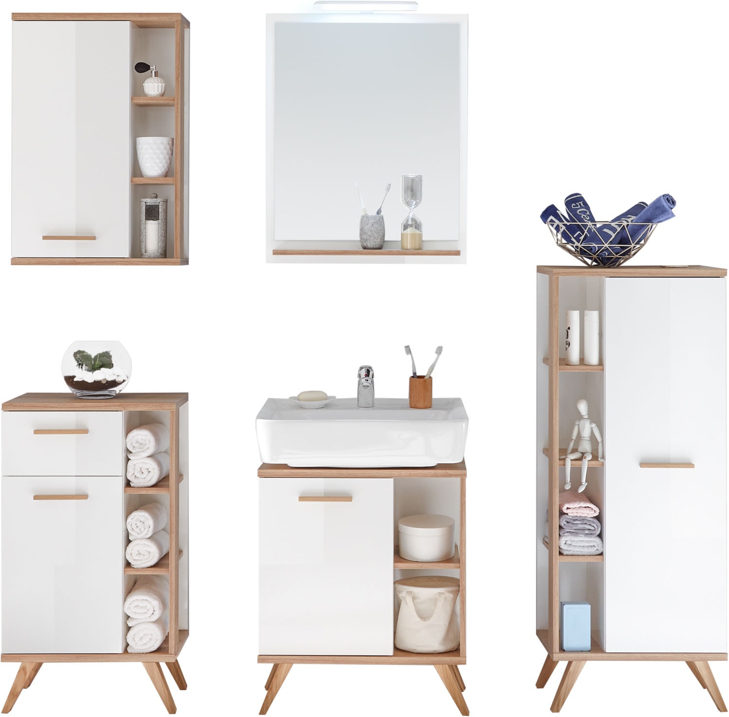 Saphir Badmöbel-Set "6-teilig, mit Soft-Close Türen" 6 Stk. tlg.