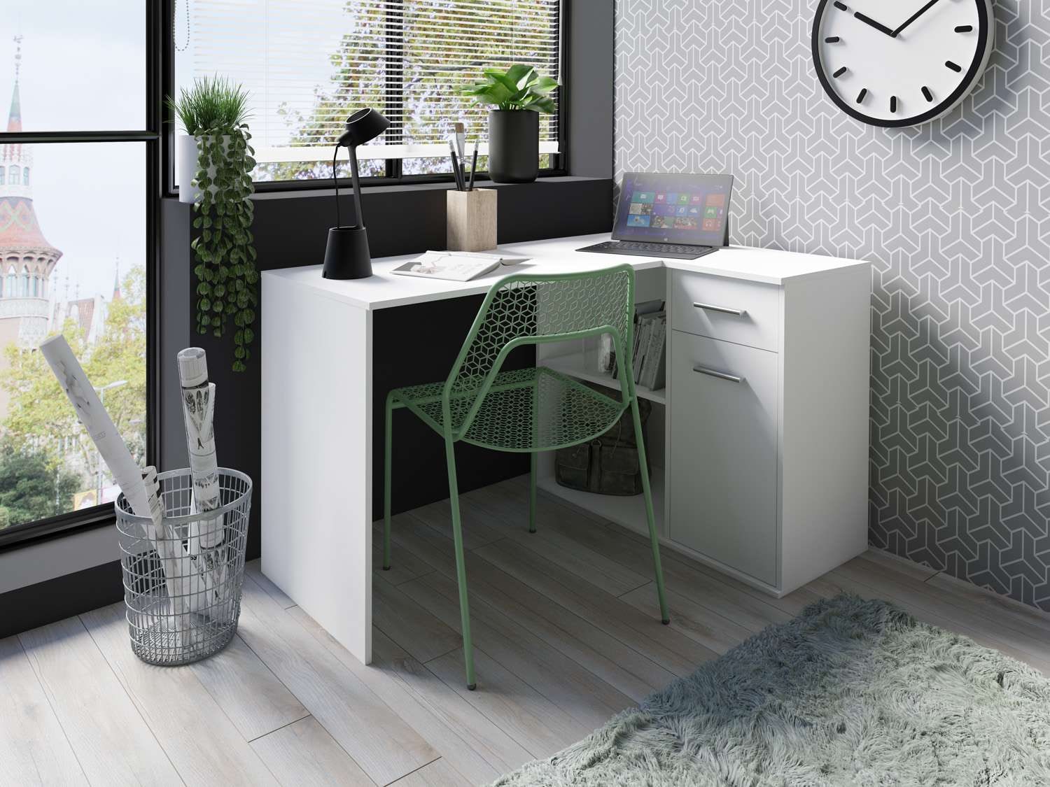 INOSIGN Eckschreibtisch »Macon«, Computertisch mit vielen Stauraummöglichkeiten, Breite 130 x 93 cm