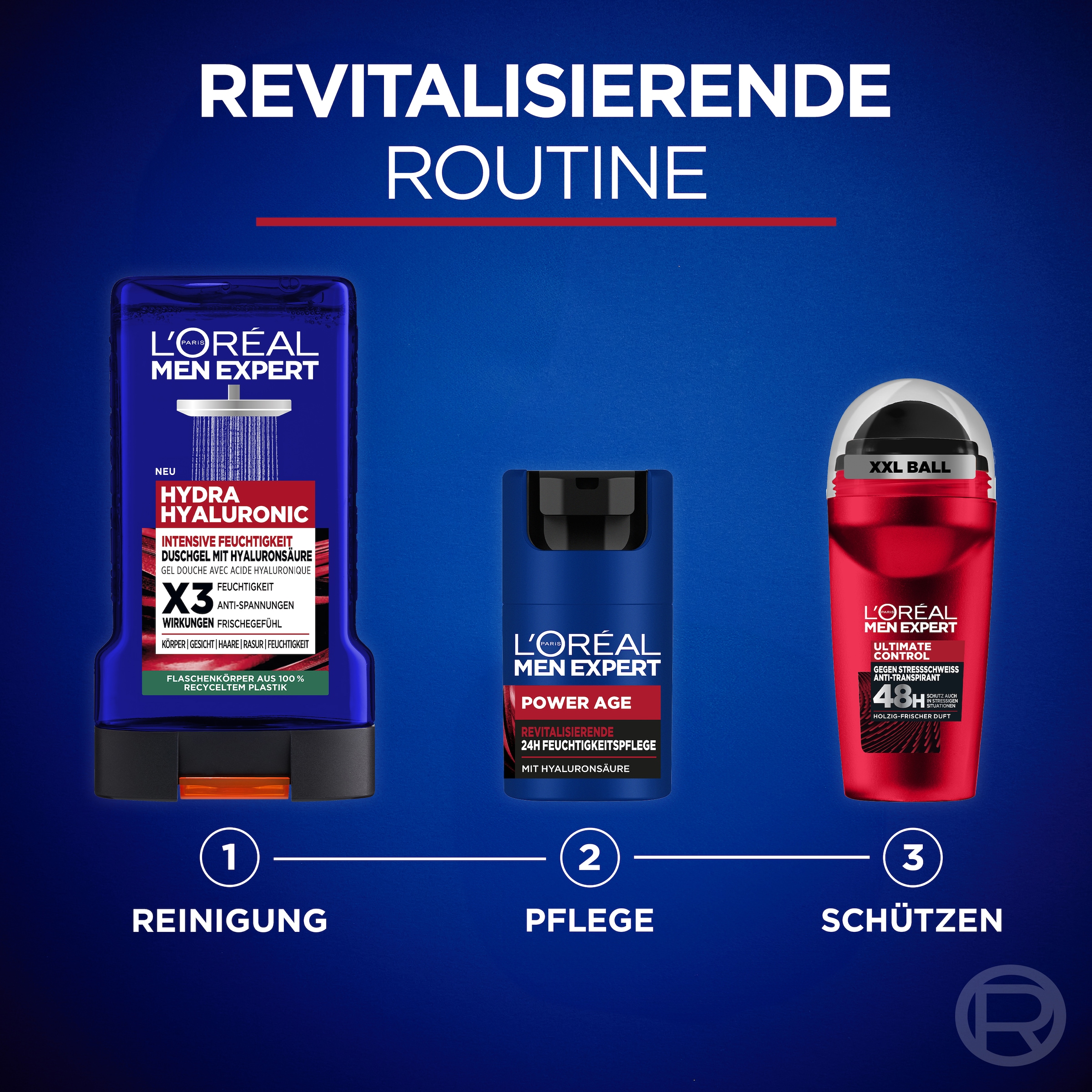 L'ORÉAL PARIS MEN EXPERT Duschgel »L'Oréal Men Expert Hydra Hyaluronic Duschgel«, (Packung, 6 tlg.)