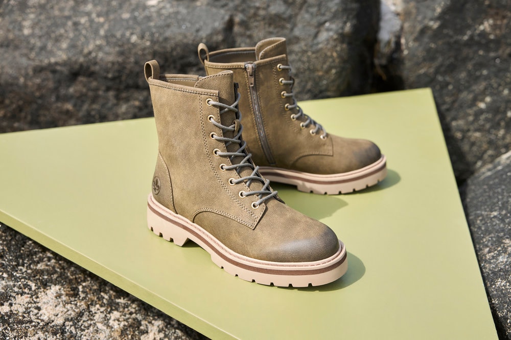 Rieker Schnürboots  Schnürstiefelette, Boots, Blockabsatz, mit Profilsohle