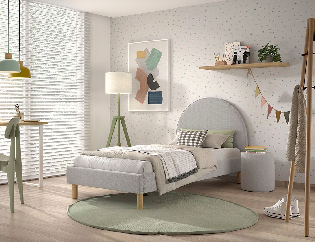 Vipack Schlafzimmer-Set »Polsterbett Moon«, (Made in Europe), LF 90x200 cm, inkl. Lattenrost, Bouclé Stoff bezogen, wahlw. 4 Farben