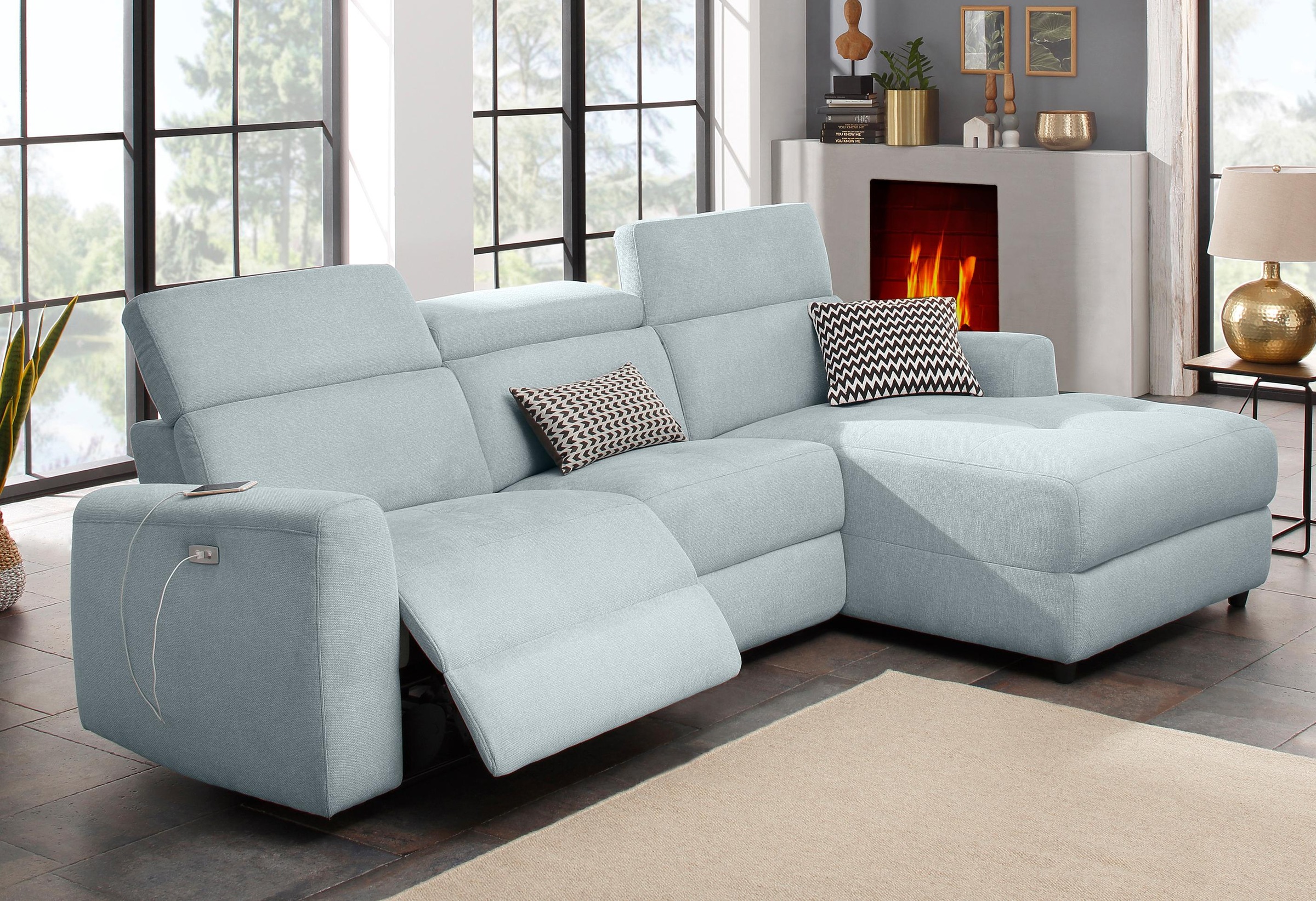 Home affaire Ecksofa »Sentrano, L-Form,«, 275 cm, man. o. elektr. Relaxfunktion und USB/Kopfverstellung