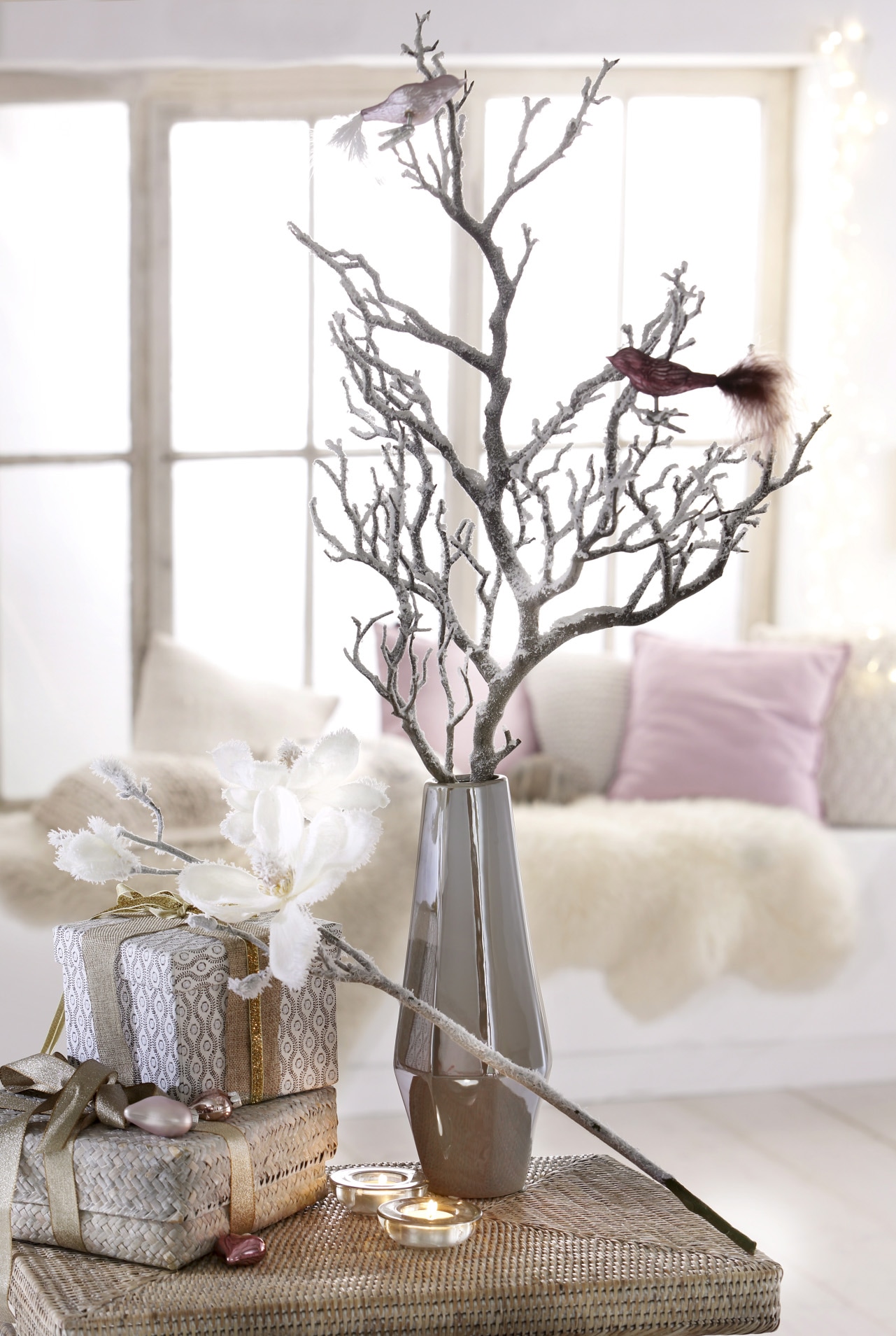 gefrosteter Kunstpflanze BAUR in Winterliche Dekozweig, | Ausführung »Weihnachtsdeko«, my home