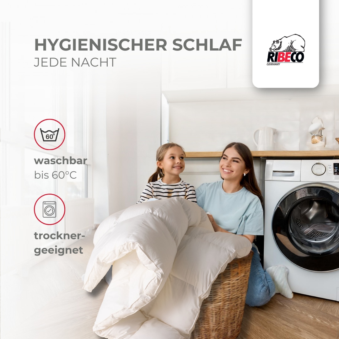 RIBECO Federbettdecke + Federkissen »Laram, 2-tlg. Naturprodukt zum TOP-Preis!«, (Spar-Set), Decke mit Kissen, verschiedene Größen, Bettdecke 135x200, 155x220 cm