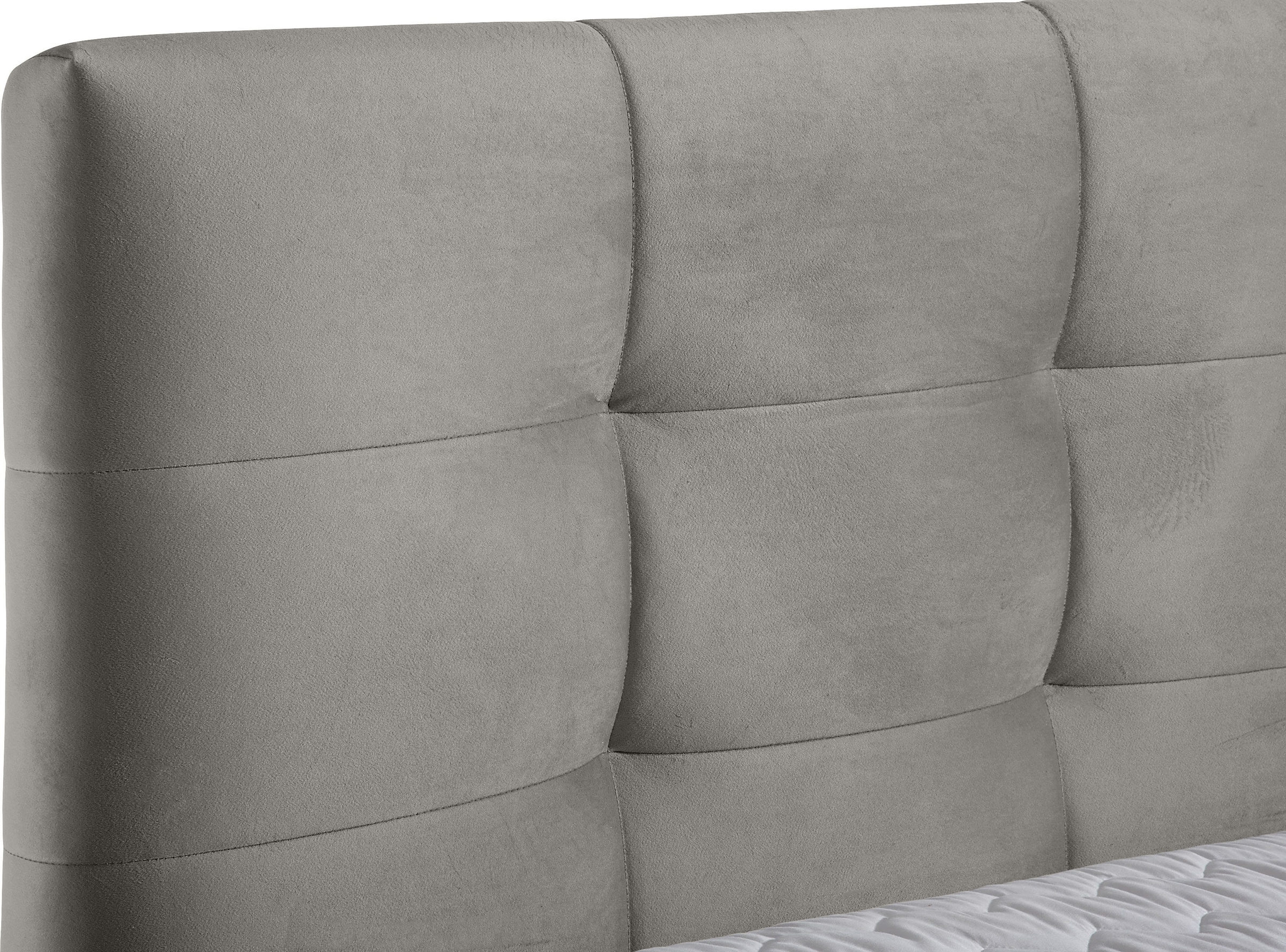 andas Boxspringbett »Salo XXL«, in Samtoptik oder Struktur, 6 Breiten in Überlänge 220cm, 4 Härtegrade