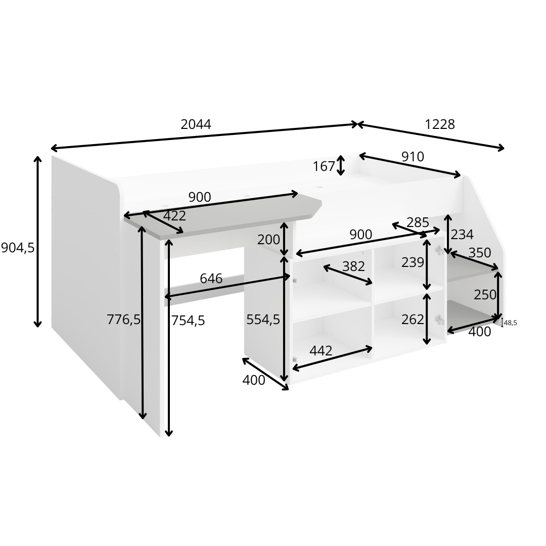 INOSIGN Jugendbett »Jugendzimmer-Set Durango - 3 in 1: Bett, Schreibtisch, Kommode«, Bett mit Schreibtisch und Kommode, BxTxH 204x135x90 cm