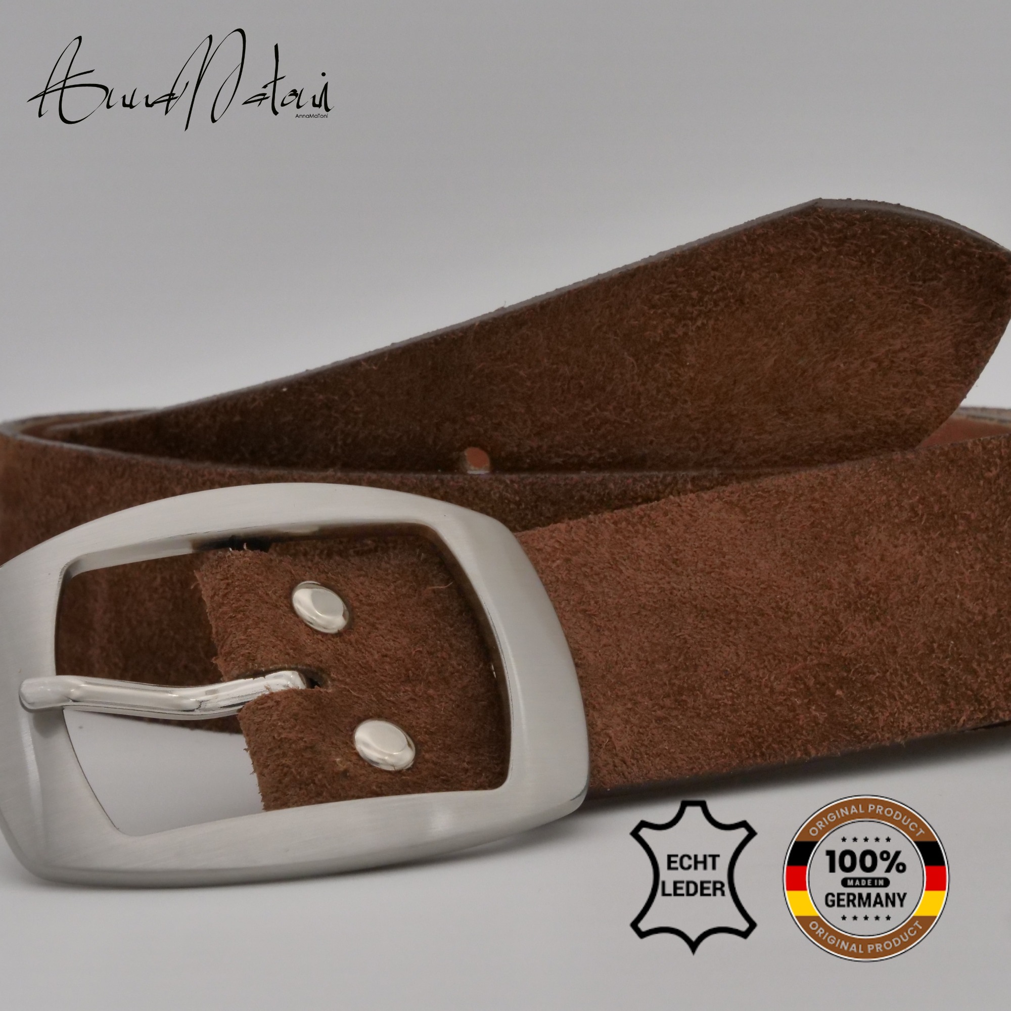 AnnaMatoni Ledergürtel »AnnaMatoni Damen Ledergürtel in hochwertigem Velour Leder 4cm«