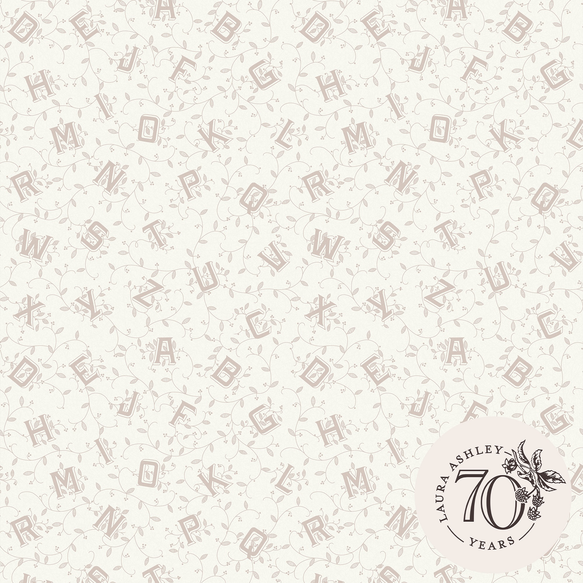 LAURA ASHLEY Vliestapete »Alphabet Dove Grey«, floral, 10mx52cm