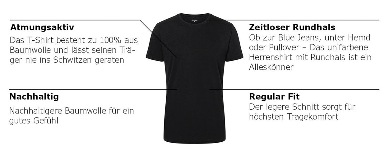 Camano T-Shirt »comfort«, (2er Pack), mit Rundhalsausschnitt