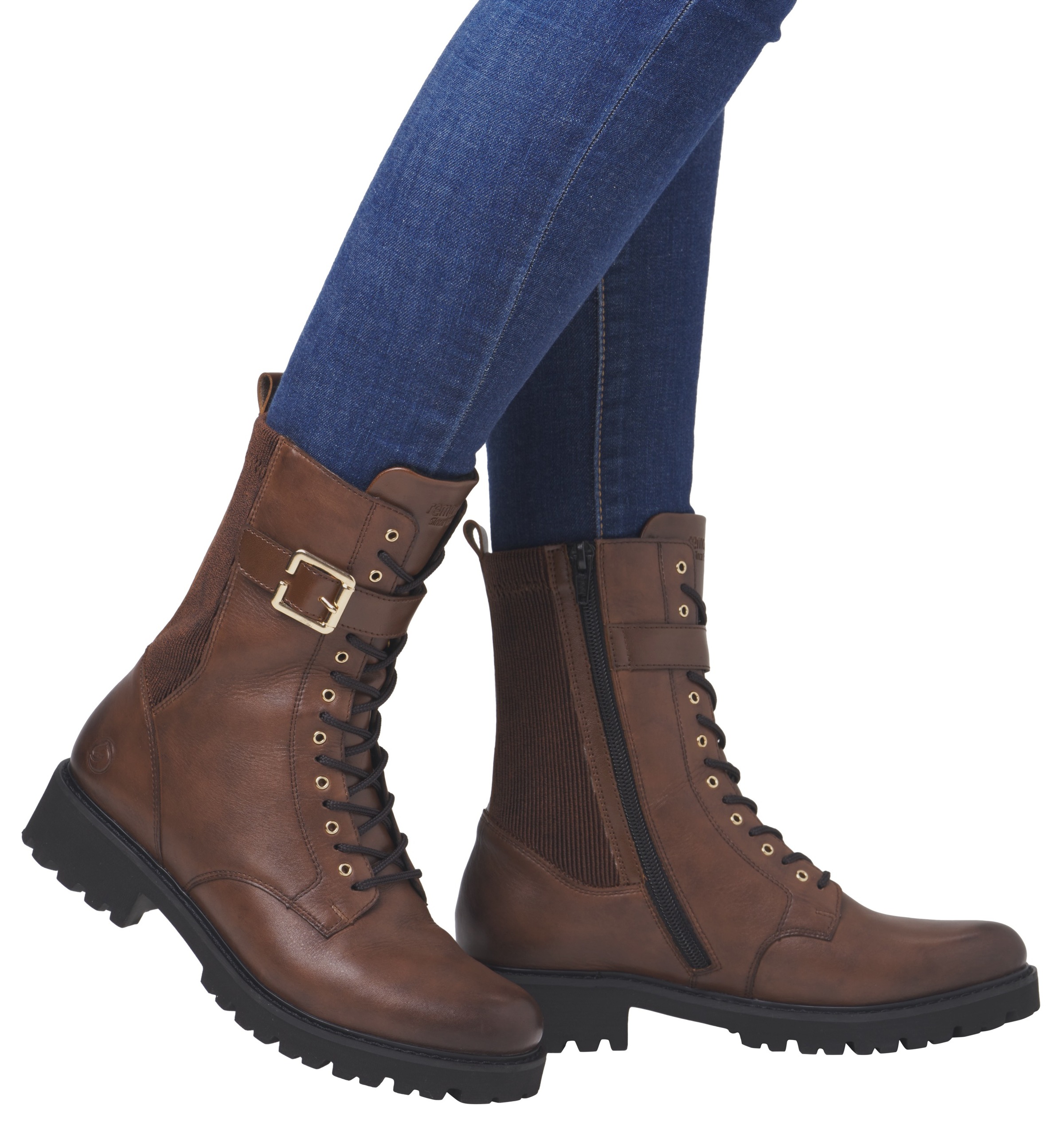 Remonte Schnürstiefelette, Blockabsatz, Schnürboots mit Zierschnalle