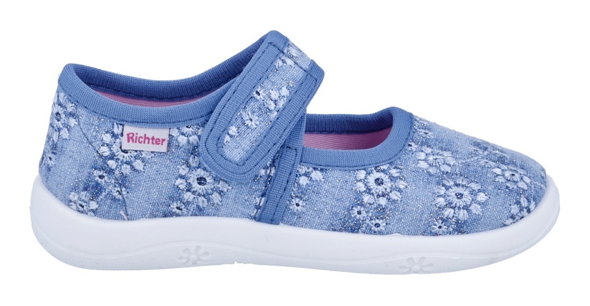 Thumbnail - Richter Hausschuh "Mia" Klettschuh, Kindergartenschuh, mit Label, Größenschablone zum Download