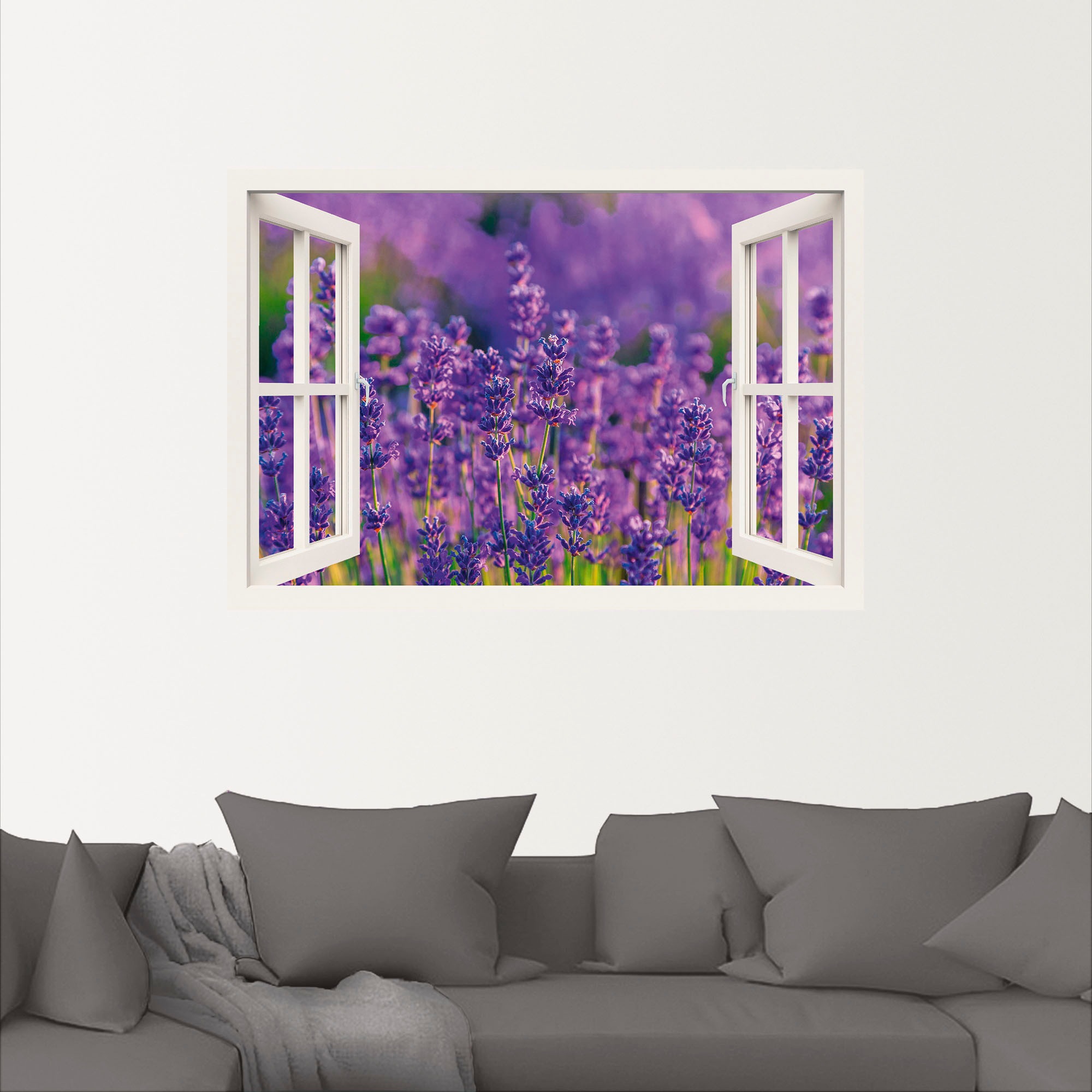 Artland Wandbild »Fensterblick Lavendelfeld in Tihany«, Blumenwiese, (1 St.), als Leinwandbild, Wandaufkleber in verschied. Größen