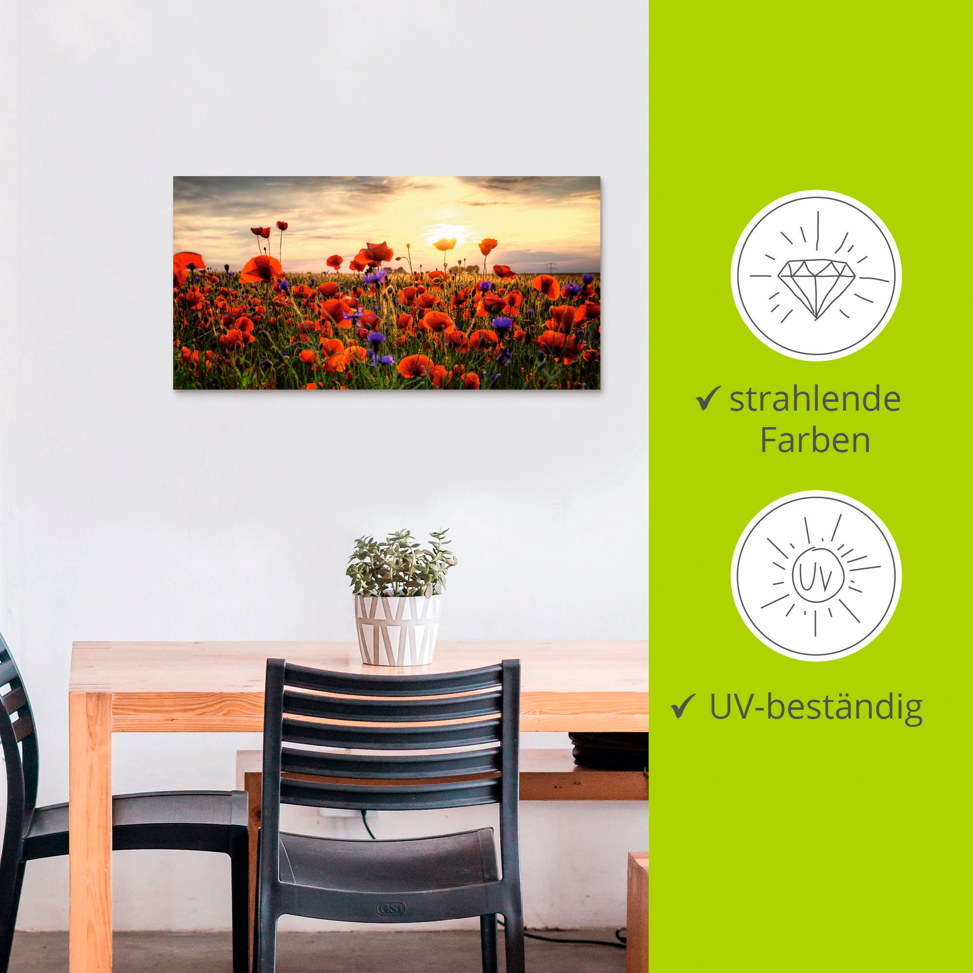 Artland Wandbild »Mohnblumen«, Blumen, (1 St.), als Alubild, Outdoorbild, Leinwandbild, Poster, Wandaufkleber