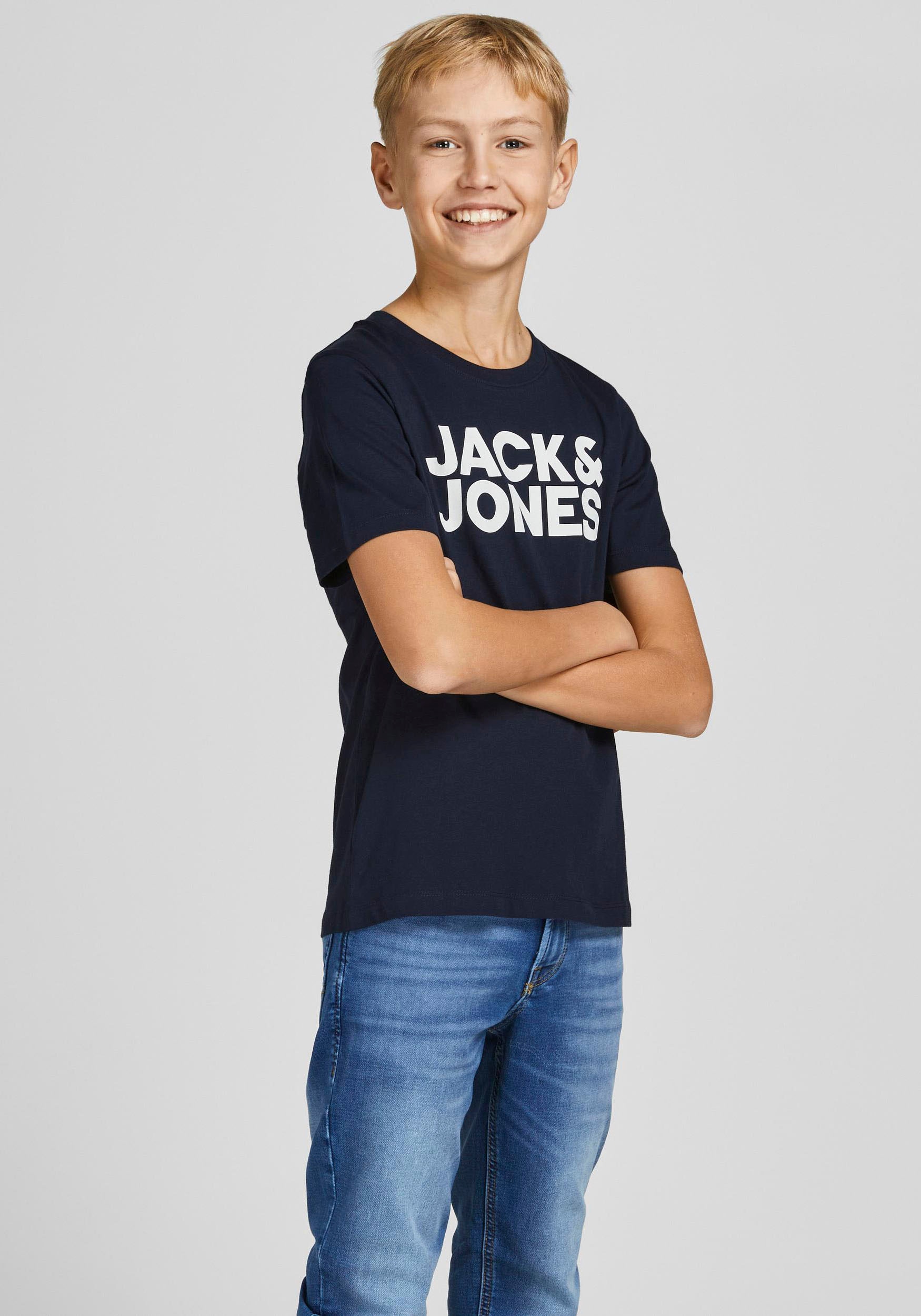 Jack & Jones Junior Rundhalsshirt »JJECORP LOGO TEE SS CREW NE 2PK NOOS JNR«, (Packung, 2 tlg.)
