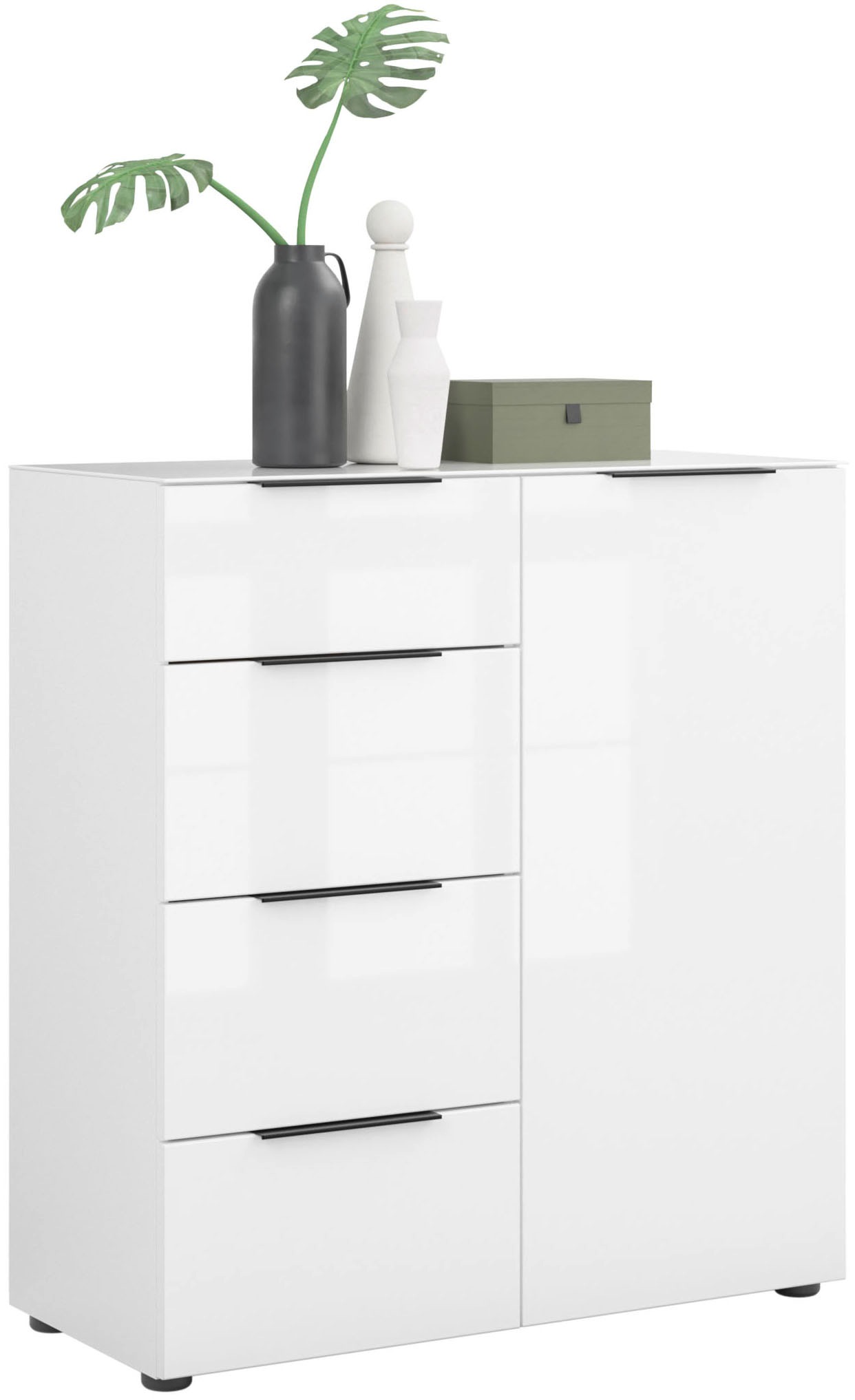 Manjana Möbel Kommode »Kommode mit Chrom oder Schwarz matten Metallgriffen«