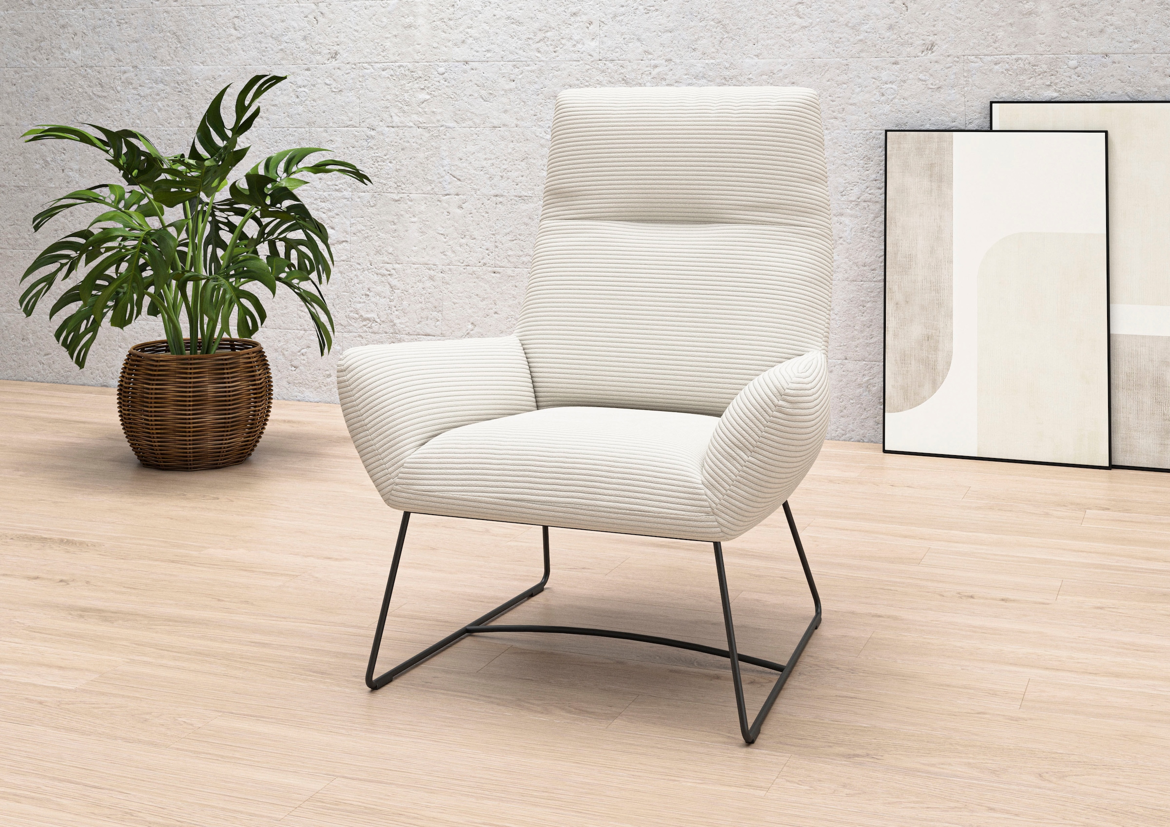 Sessel HOME AFFAIRE, B:82cm H:102cm T:81cm, weiß, 88% Polyester, 12% Polyacryl, Wohnzimmer, Sessel, "Basic Relaxsessel", Extra hohe Rückenlehne