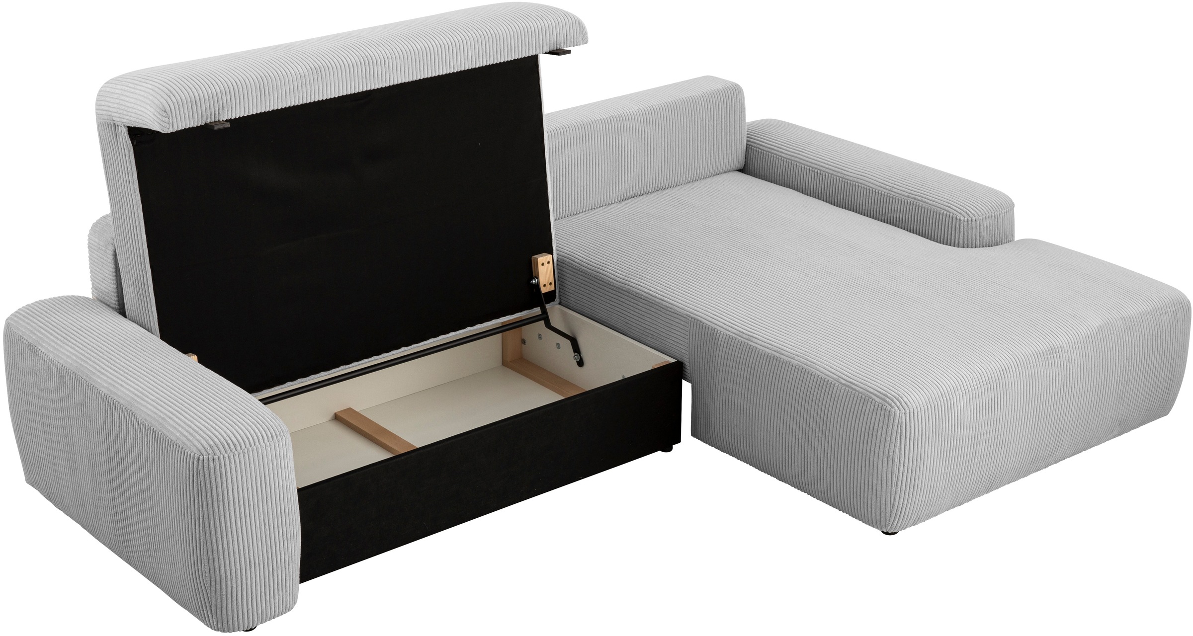 INOSIGN Ecksofa »TORGE (264cm), Schlafsofa in Cord, Samtvelours o Struktur fein, L-Form«, Schlaffunktion, Bettkasten, Liegefläche: 125/210 cm